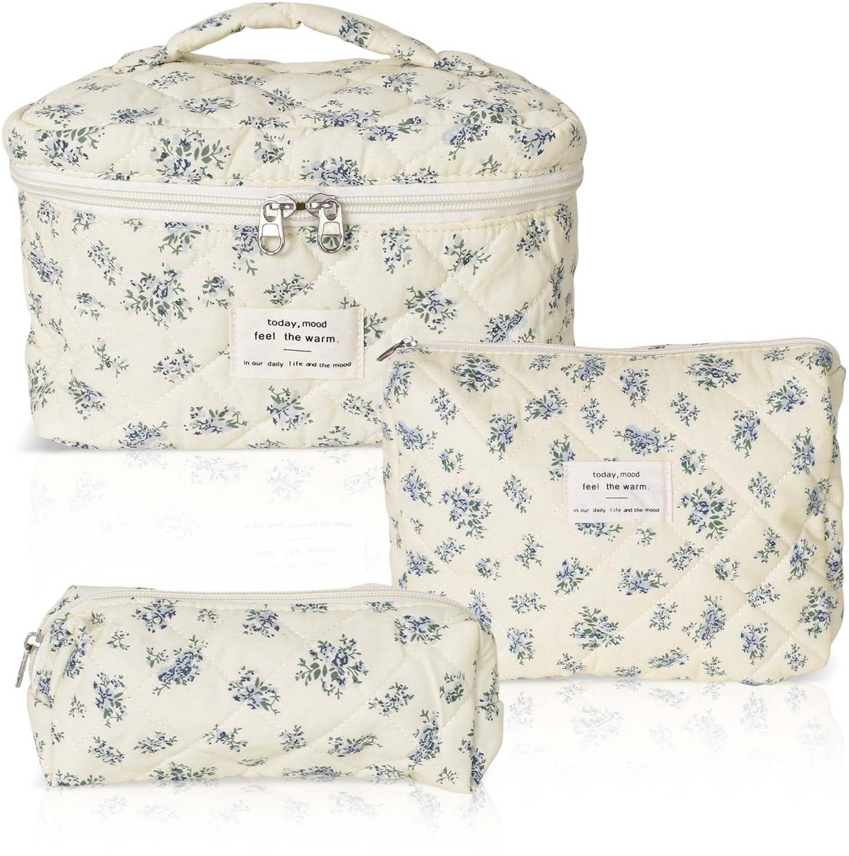 Elzusha - Make-uptassen Set - 3 Stuks met Bloemenpatroon