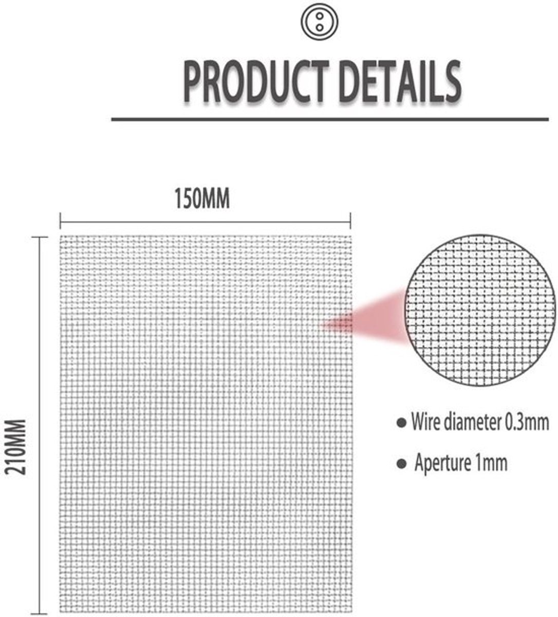 Allecto - Woven Wire Mesh - Anti-roest Insectenmesh - 6 Stuks - 15x21 cm - Duurzaam
