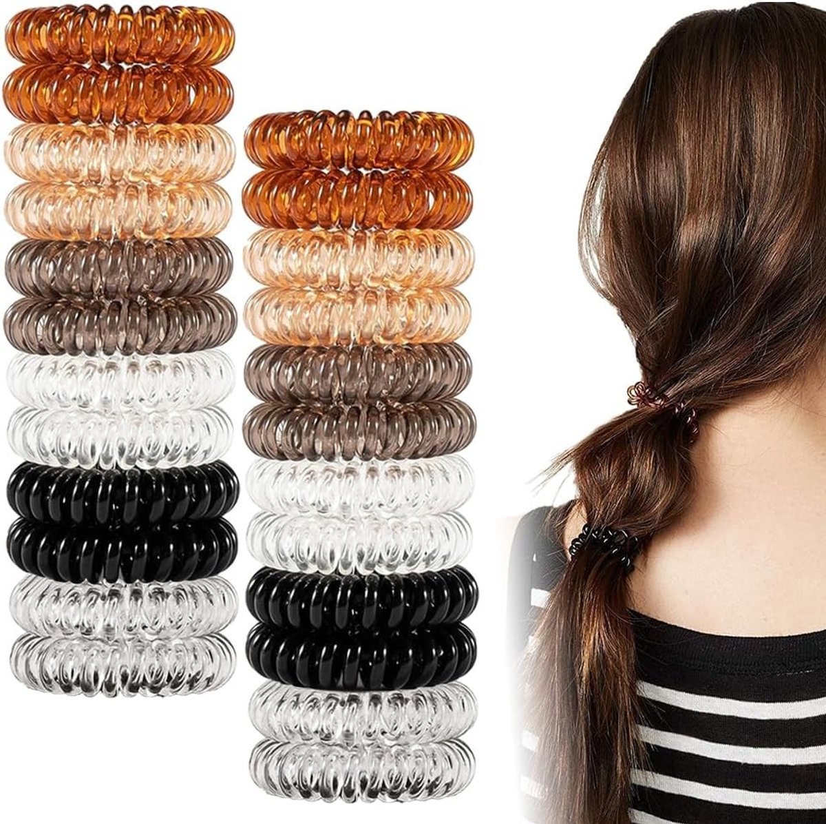 24 Stuks Spiral Haarkrullen, Elastische Haarkrullen, Telefoon Kabel Haarkrullen, Plastic Spiraal Haarkrullen, Comfortabele en Rekbare Haarbanden voor Alle Haartypes