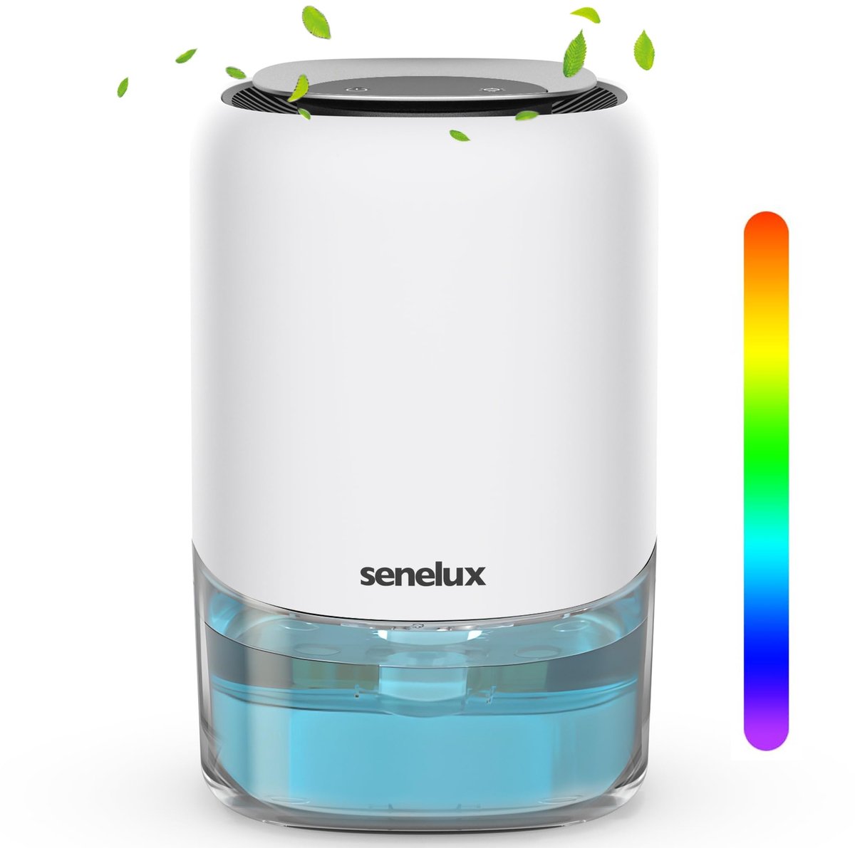 Luchtontvochtiger 1100 ml – 7 LED-kleuren – Automatische vochtverwijdering – Tot 300 ml per dag – Voor 15 m² – Wit