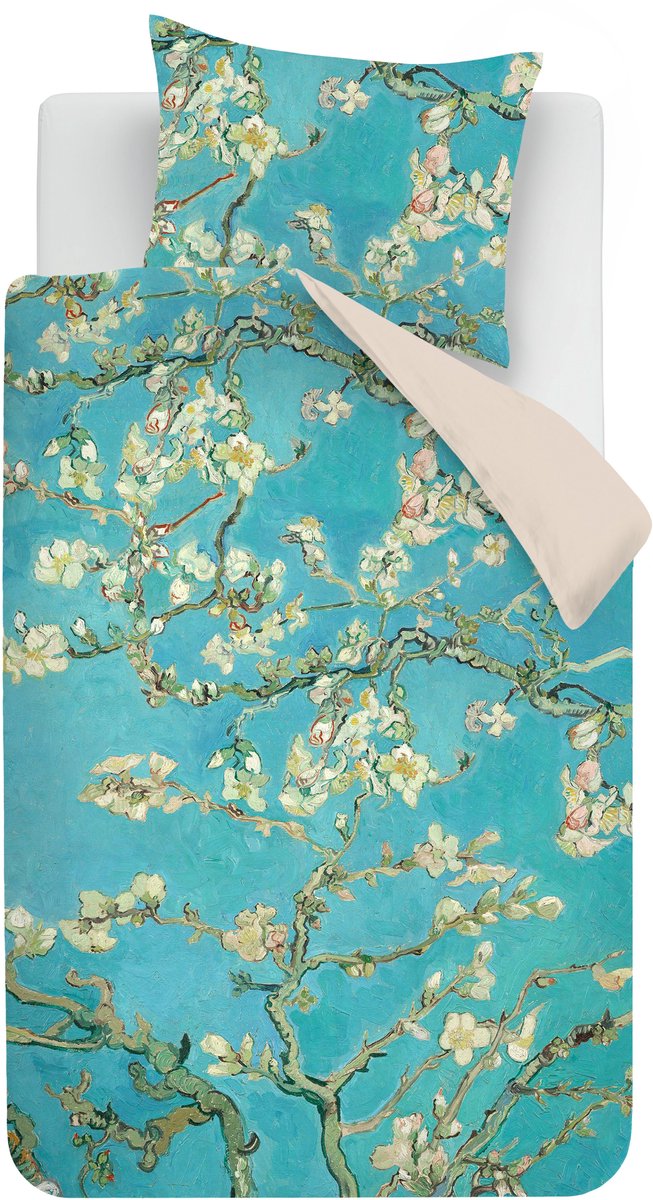 Beddinghouse x Van Gogh Museum Almond Blossom de Velours dekbedovertrek - Eenpersoons - 140 x 200/220 cm - Blauw