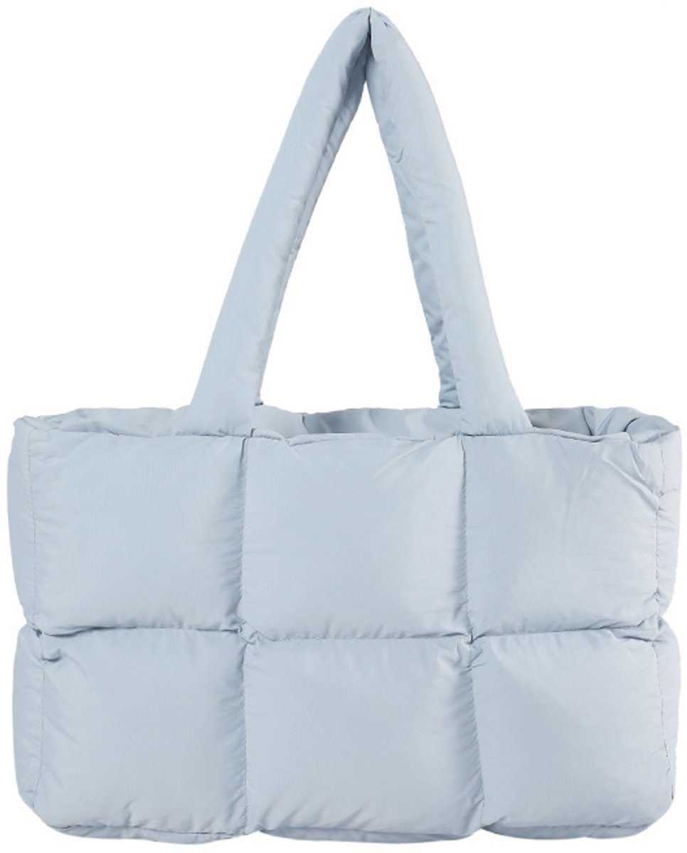 Grote zachte poffer tas - schouder‑ en handtas, donsstof wolken tote tas, schouder‑en kruislichaam stoffen tas-Blauw