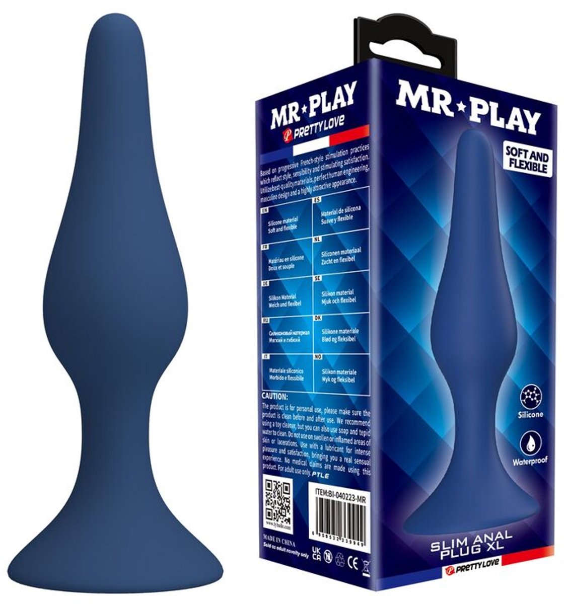 MR PLAY - TAPERED SILICONE ANAL PLUG BLUE XL