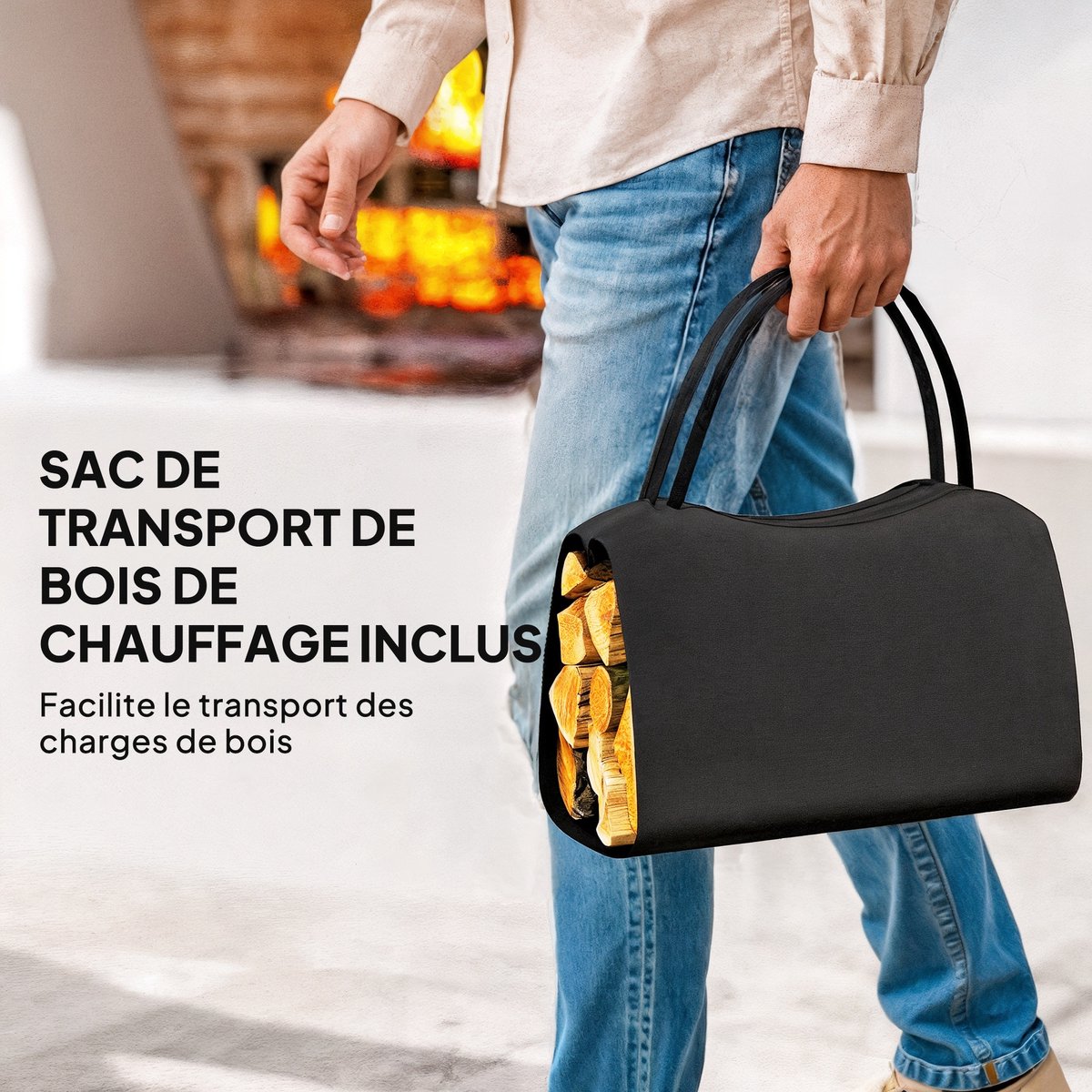 Outsunny Houtrek - Metaal, Oxford-stof - 53x33x43cm - Zwart