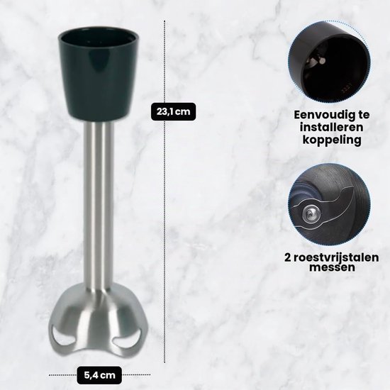 Mixerstaaf - 2 roestvrijstalen messen - Compatibel met Moulinex — afbeelding 5