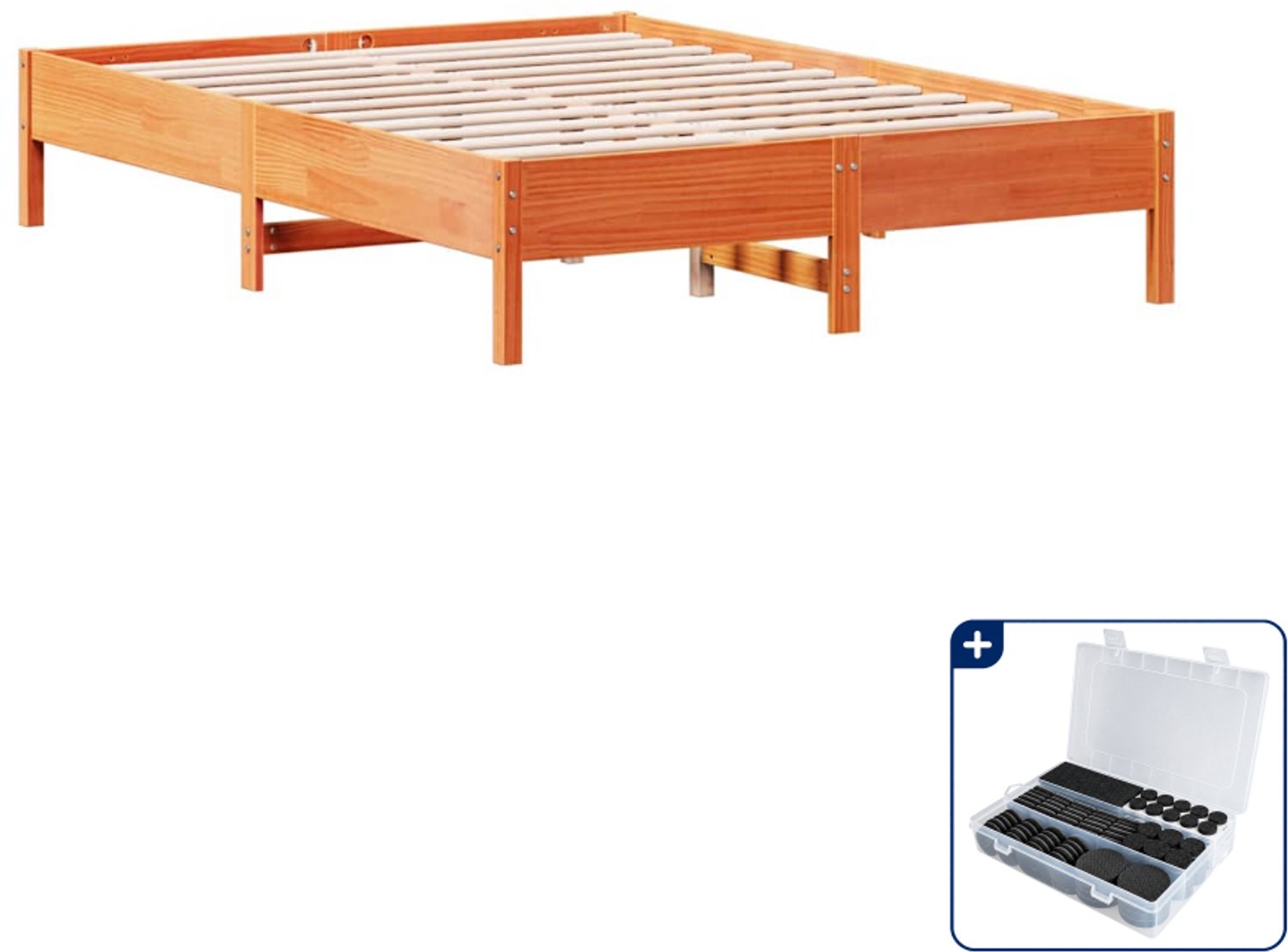 vidaXL bedframe - Small double 140 x 200 cm - wasbruin - Inclusief antikrasvilt 177-delig