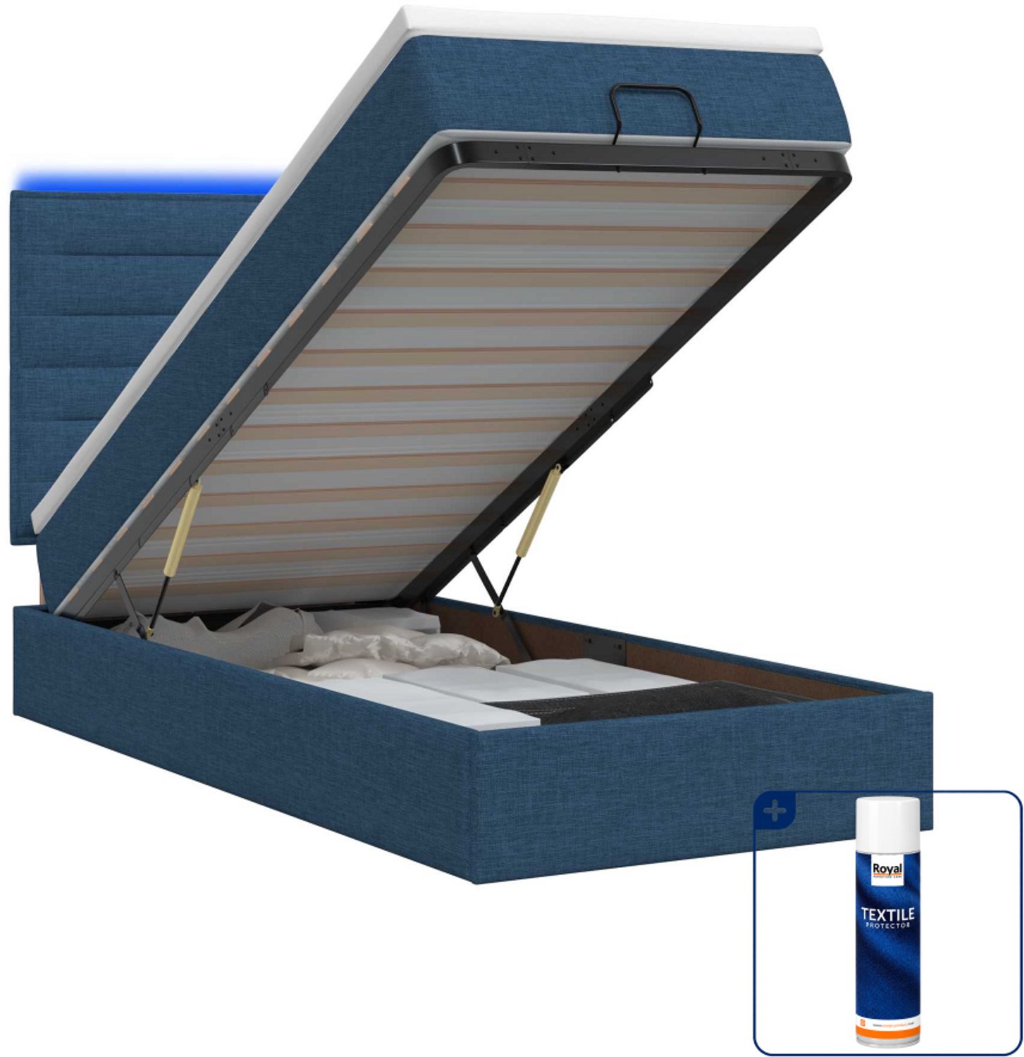 vidaXL ottoman bed - 100 x 200 cm - blauw - Inclusief textielbeschermer 500 ml