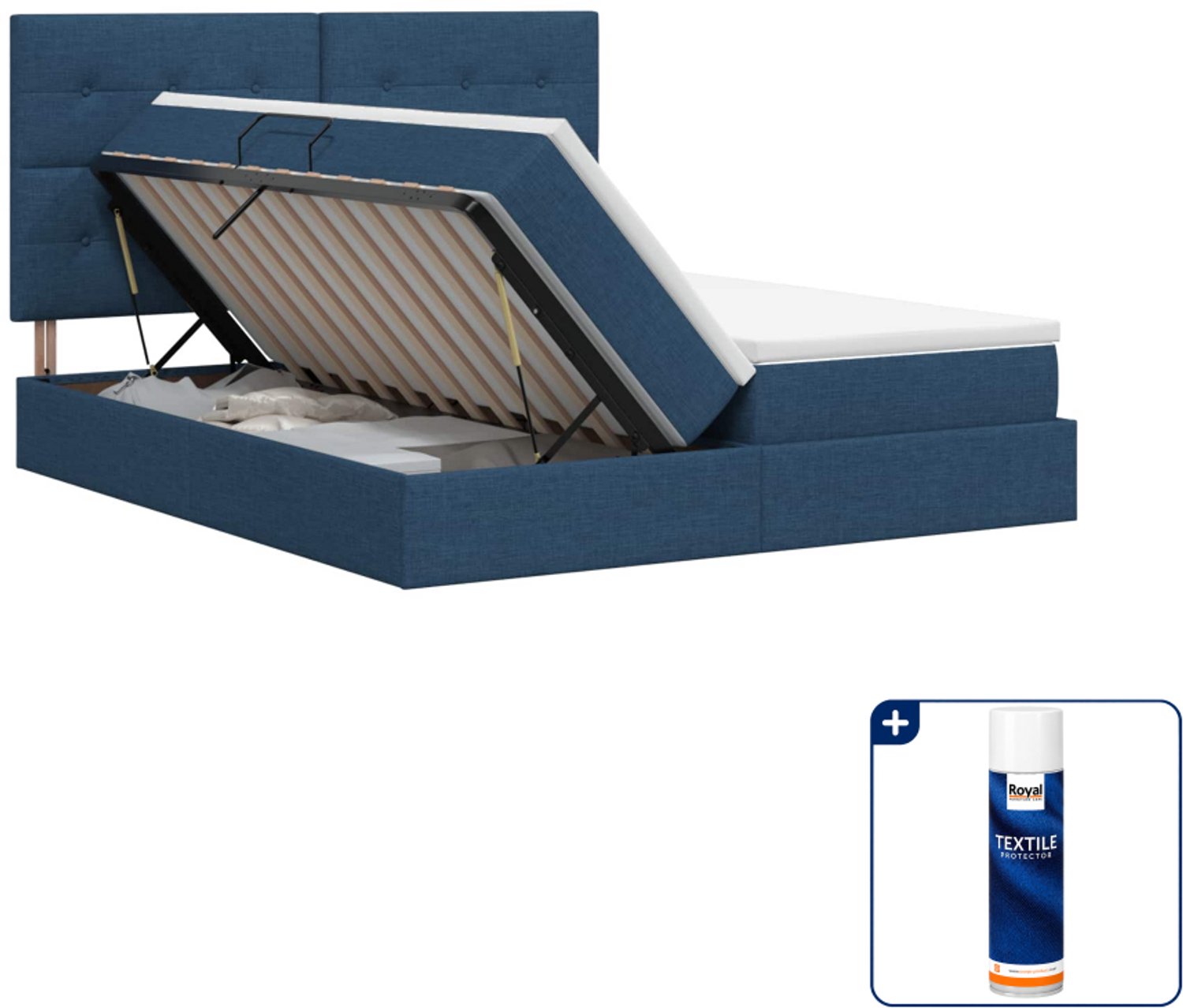vidaXL opbergbed - 200 x 200 cm - blauw - Inclusief textielbeschermer 500 ml