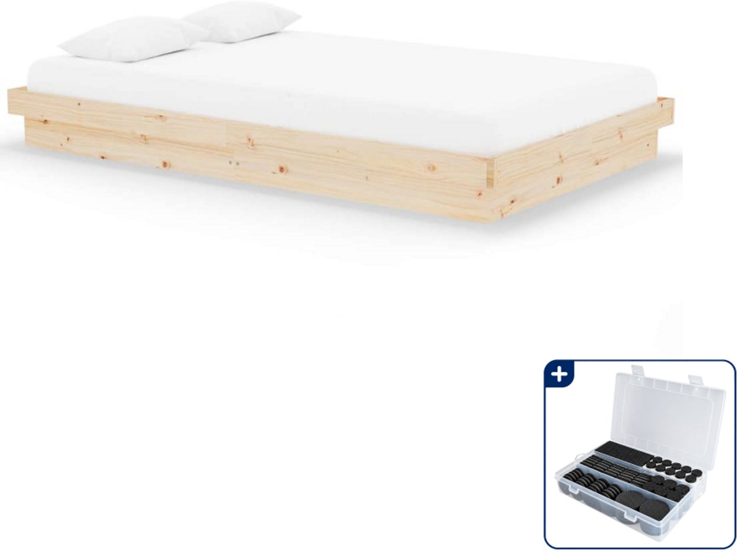 vidaXL bedframe - 120 x 200 cm - massief grenenhout - Inclusief antikrasvilt 177-delig Bruin