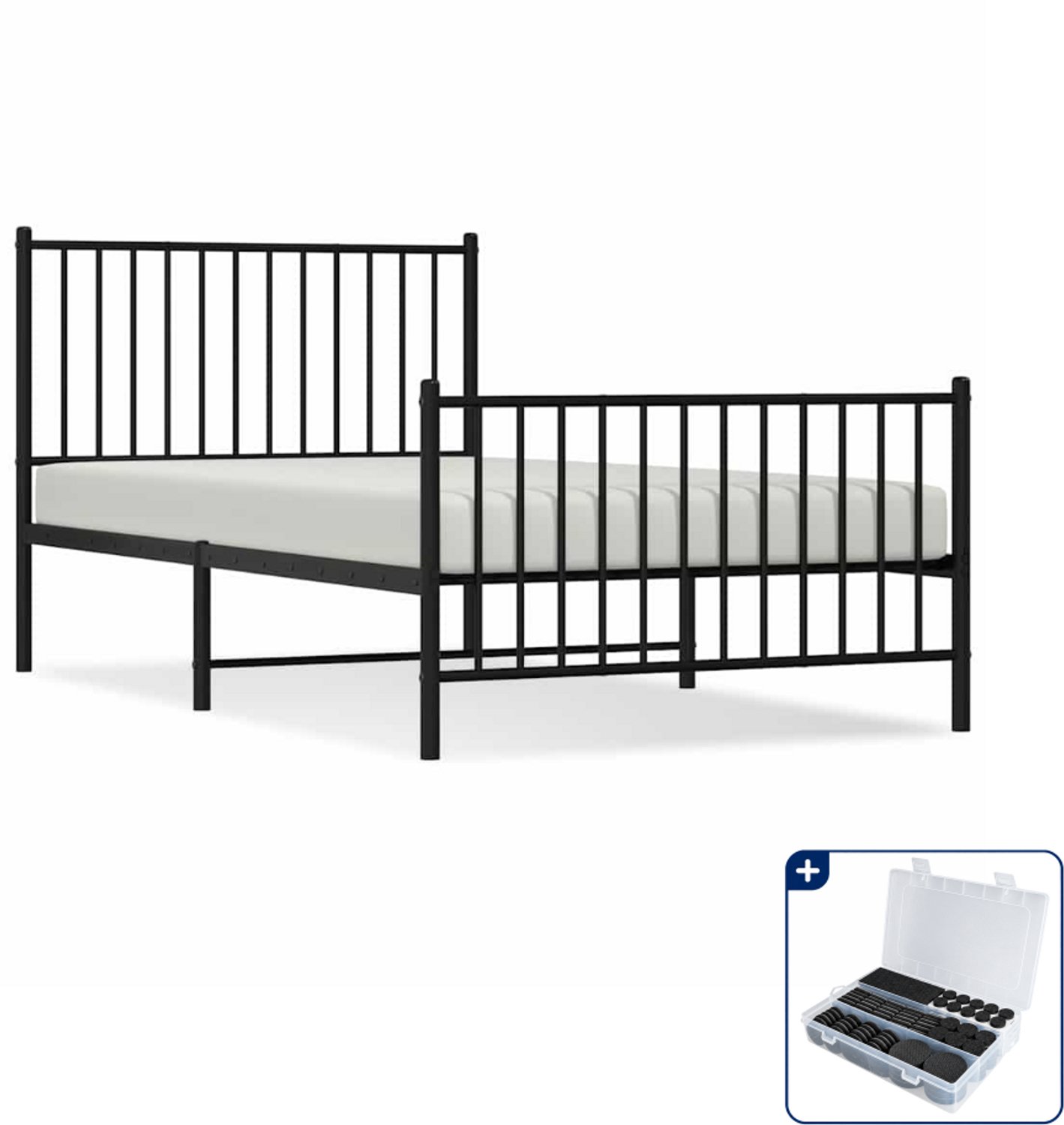 vidaXL bedframe - 100 x 190 cm - staal - zwart - Inclusief antikrasvilt 177-delig