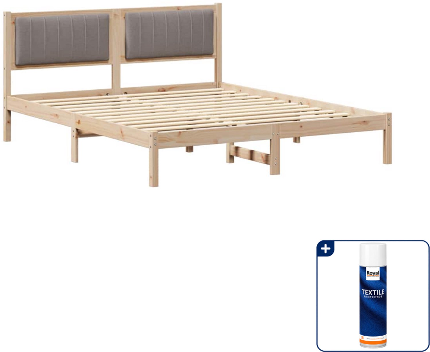 vidaXL Queensize bedframe - 160 x 200 cm - taupe - Inclusief textielbeschermer 500 ml Bruin
