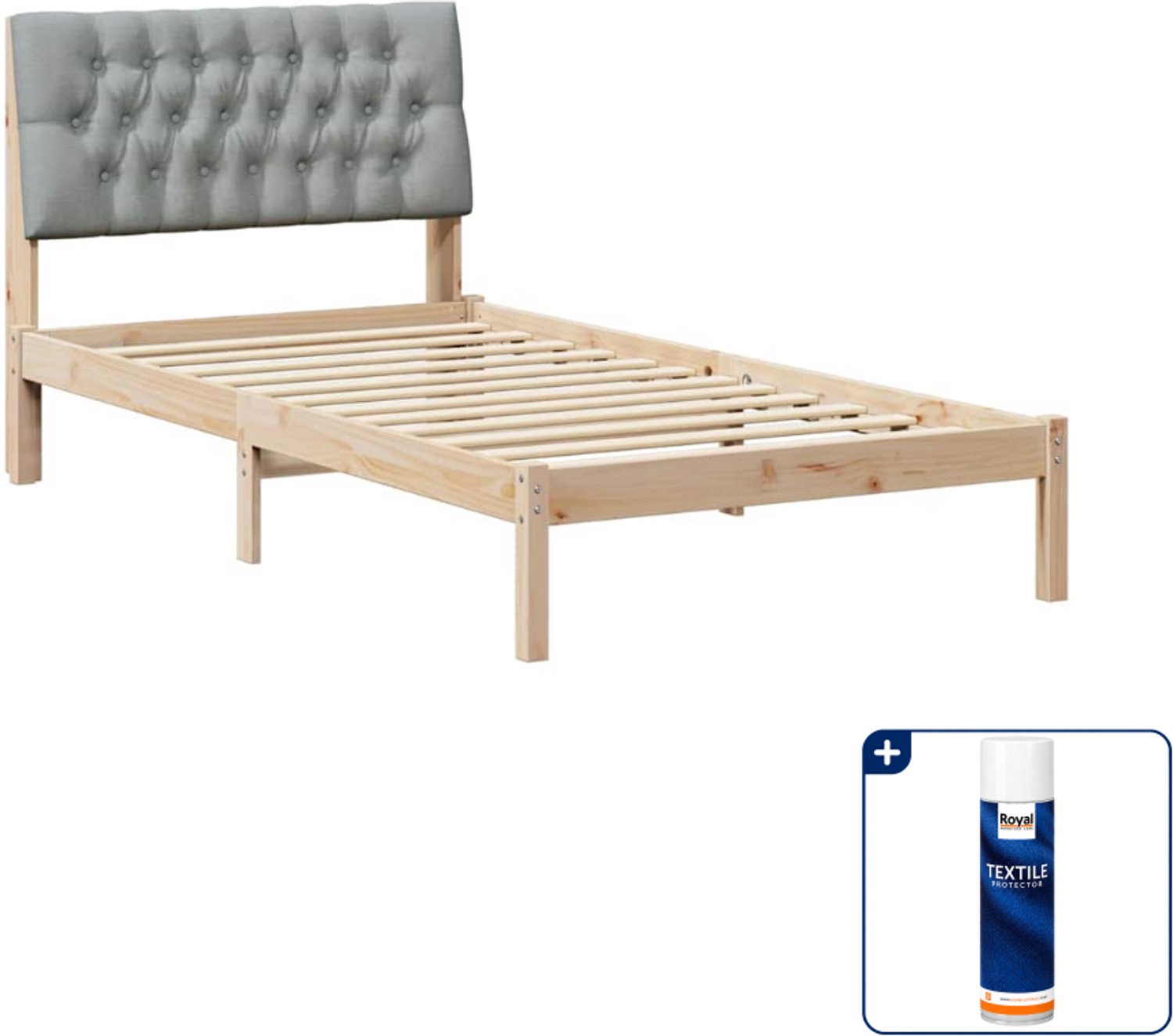 vidaXL bedframe - 100 x 200 cm - massief grenenhout - bruin - Inclusief textielbeschermer 500 ml
