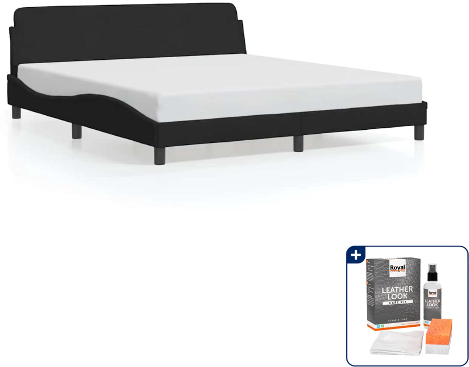 vidaXL Dover bedframe - 183 x 213 cm - kunstleer - zwart - Inclusief onderhoudsset voor kunstleer 150 ml