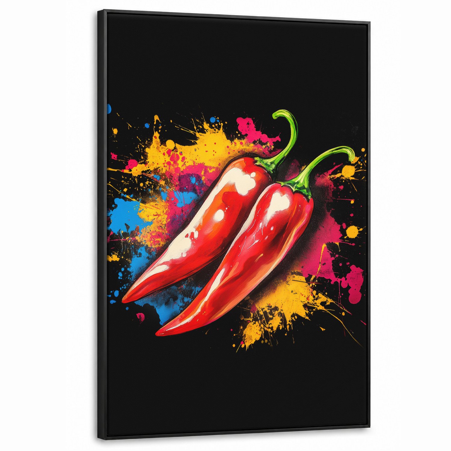 Canvas Schilderij met Baklijst XXL Canvas Schilderij met Baklijst 100x150cm - Peper - Graffiti - Verf - Abstract - Modern - Kleurrijk - Muurdecoratie woonkamer - Slaapkamer decoratie - Kamer accessoires - Schilderijen op canvas met lijst groot