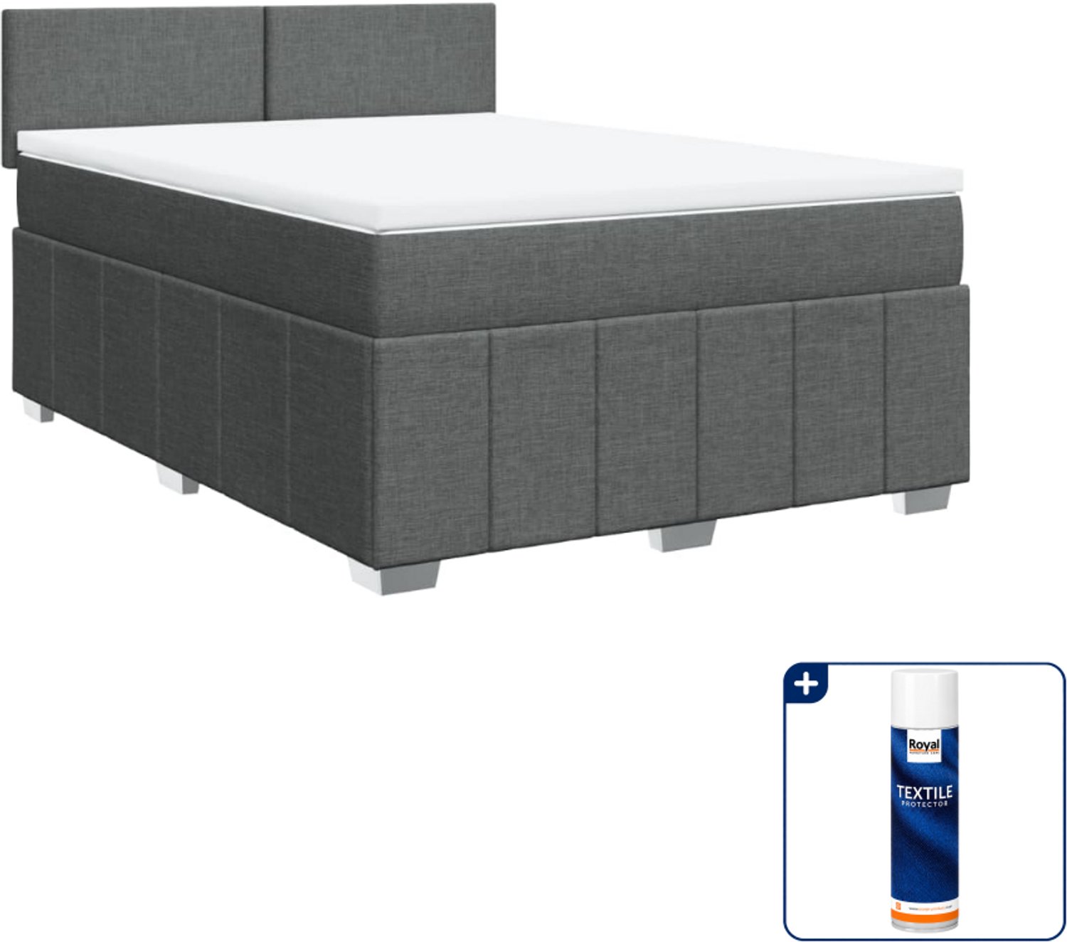 vidaXL boxspring Queensize - 160 x 200 cm - stof - donkergrijs - Inclusief textielbeschermer 500 ml