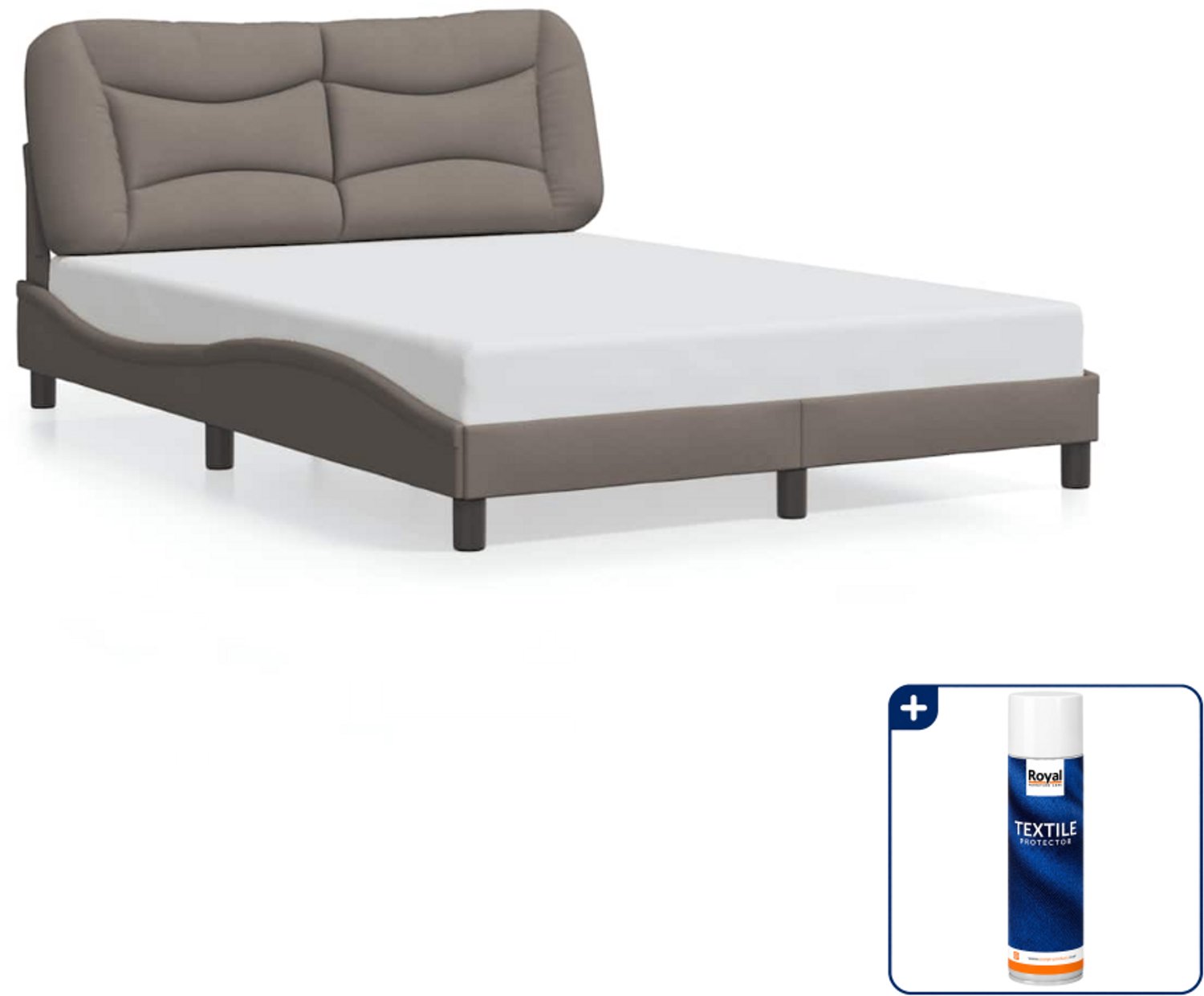 vidaXL Hvar bedframe - 140 x 190 cm - taupe - Inclusief textielbeschermer 500 ml Zwart