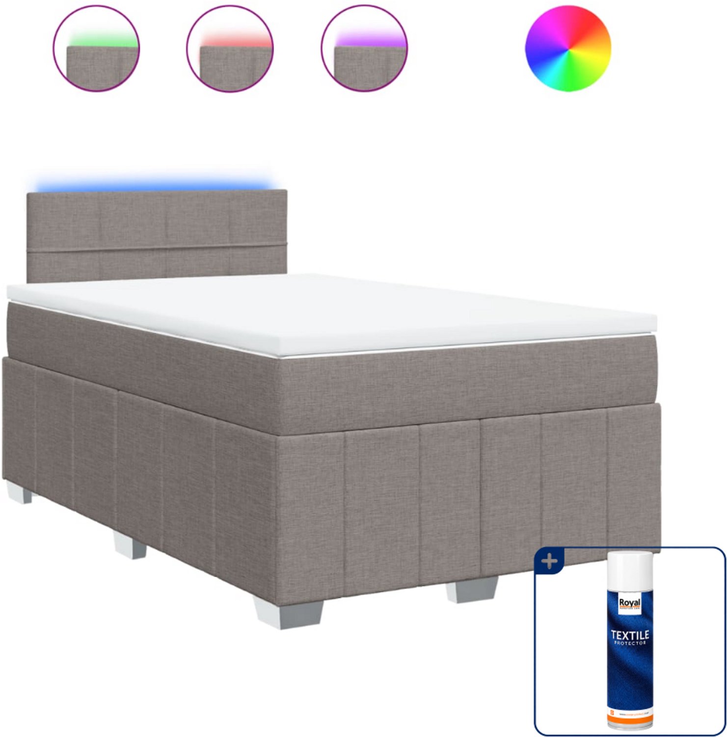 vidaXL boxspring met matras - 120 x 190 cm - stof - taupe - Inclusief textielbeschermer 500 ml