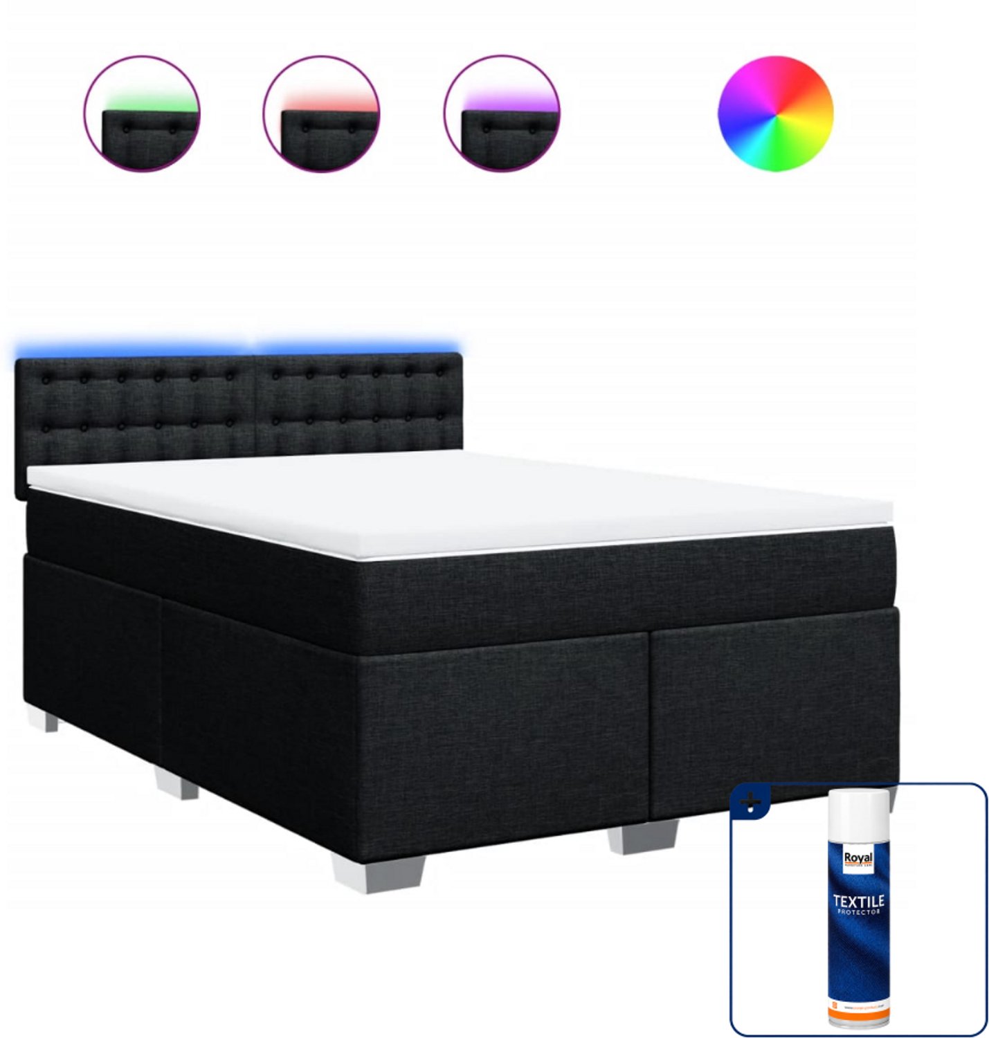 vidaXL boxspring - Queensize - 160 x 200 cm - zwart - Inclusief textielbeschermer 500 ml