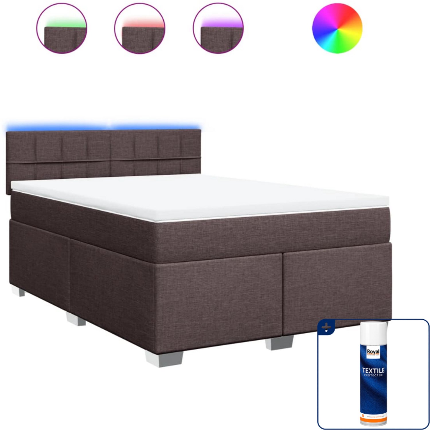 vidaXL Queensize boxspring met matras - 160 x 200 cm - donkerbruin - Inclusief textielbeschermer 500 ml