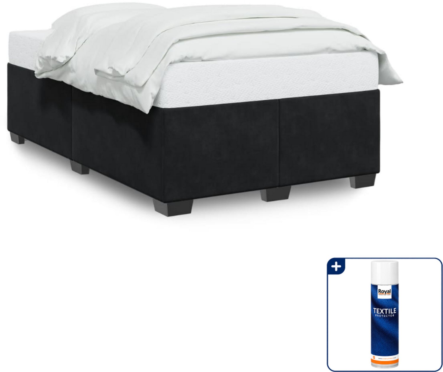 vidaXL bedframe - 120 x 200 cm - fluweel - zwart - Inclusief textielbeschermer 500 ml Crème