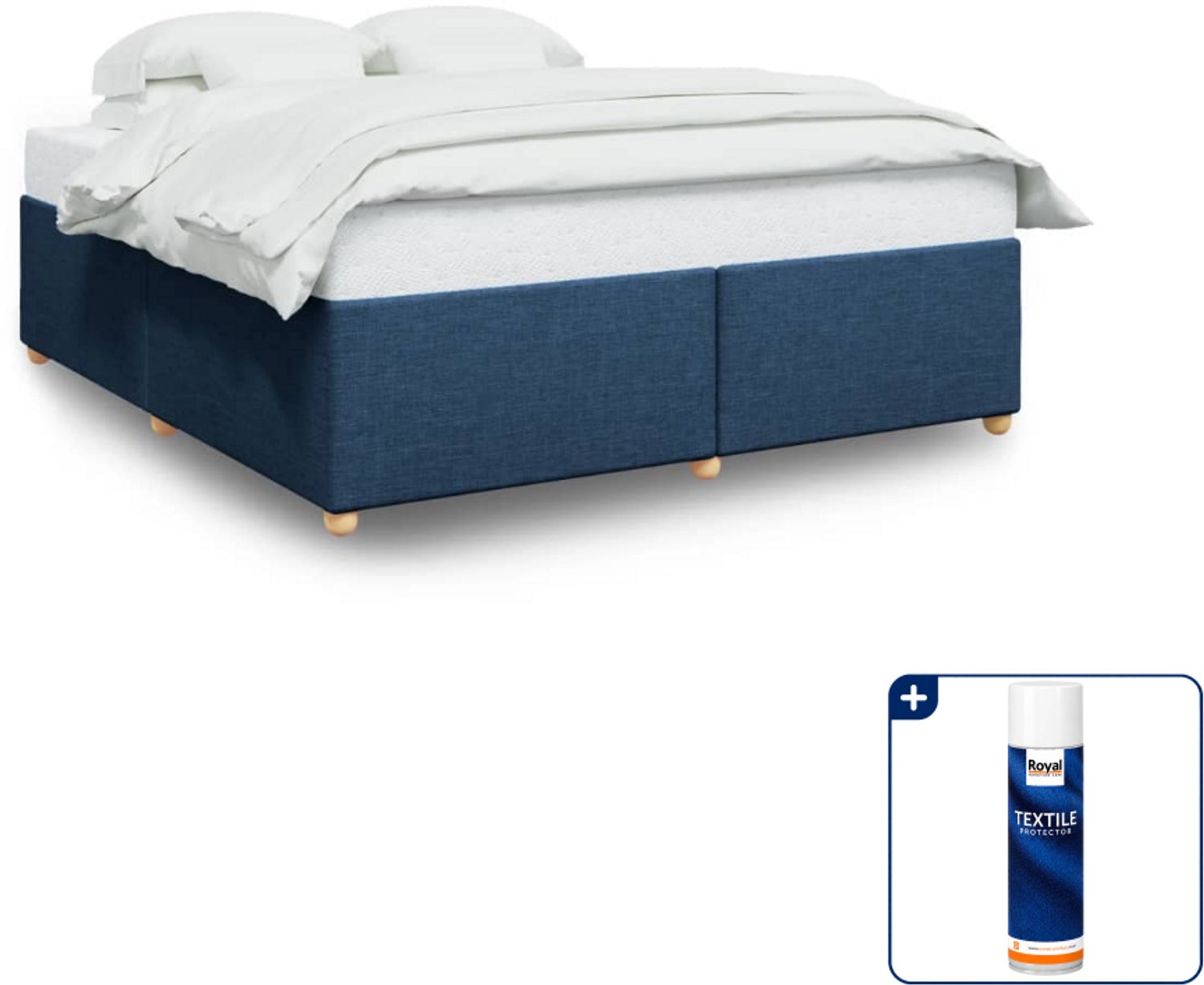 vidaXL Kingsize bedframe - 180 x 200 cm - stof - blauw - Inclusief textielbeschermer 500 ml Groen