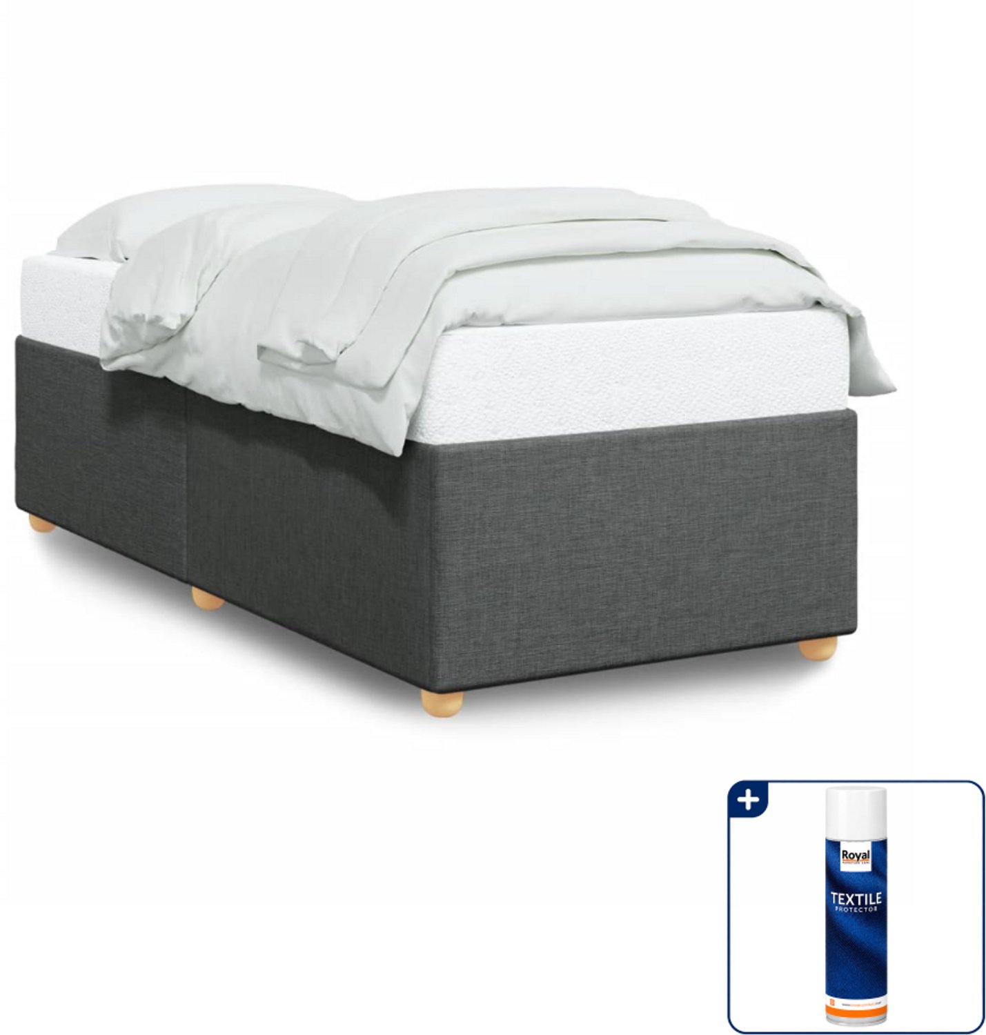 vidaXL bedframe - 100 x 200 cm - stof - donkergrijs - Inclusief textielbeschermer 500 ml Taupe