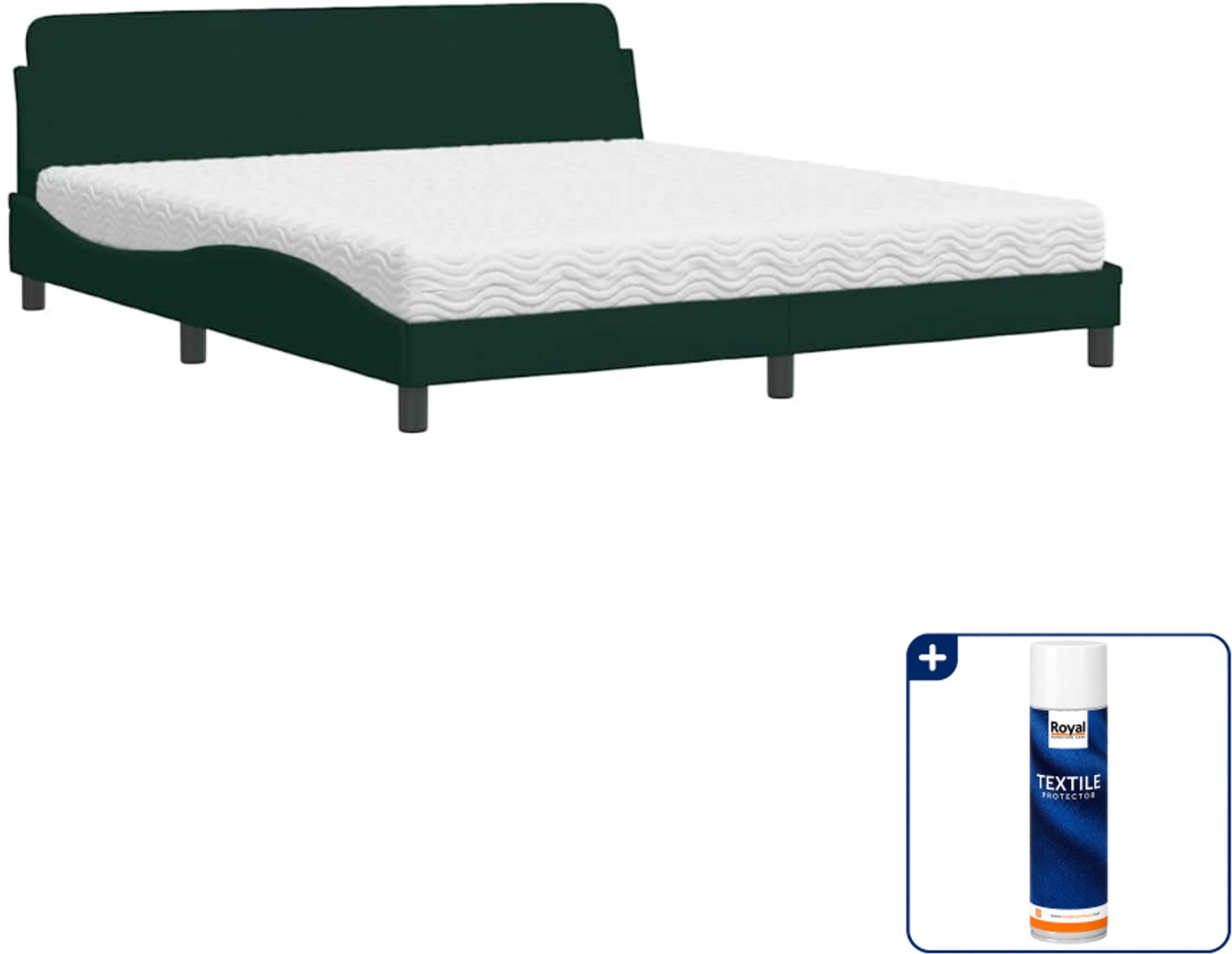 vidaXL Dover bed met matras - Kingsize - 180x200 cm - donkergroen - Inclusief textielbeschermer 500 ml Zwart