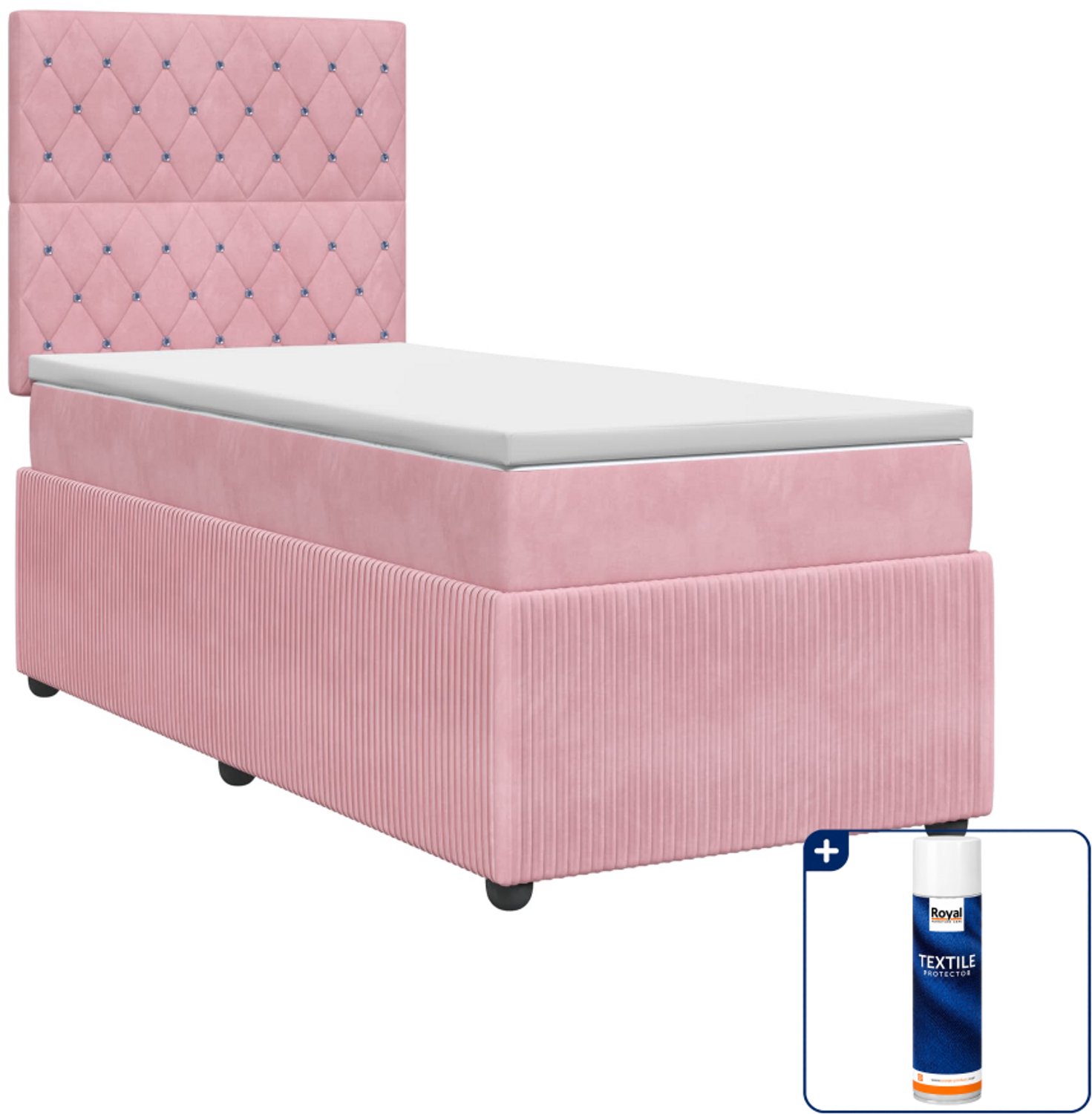 vidaXL boxspringbed met matras - 100 x 200 cm - roze - Inclusief textielbeschermer 500 ml