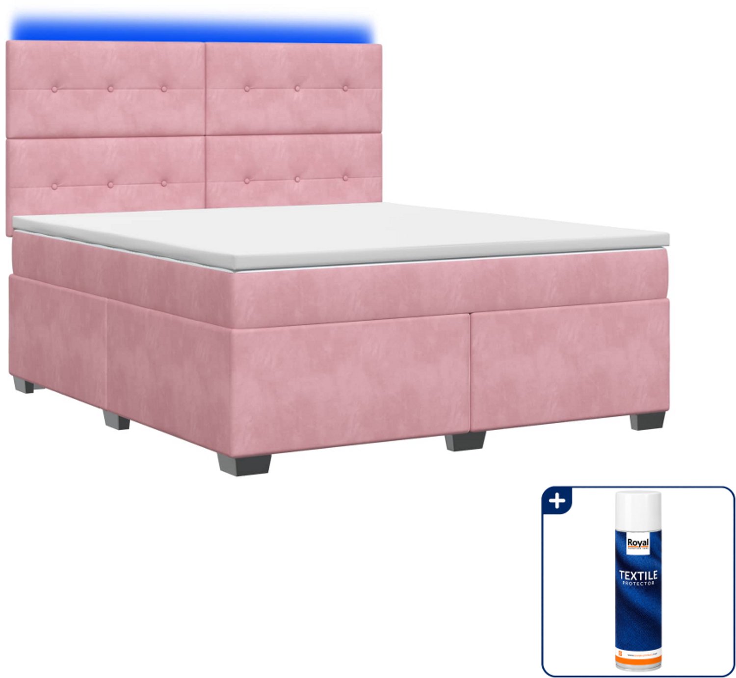 vidaXL Boxspringbed - Small double - 140 x 200 cm - roze - Inclusief textielbeschermer 500 ml