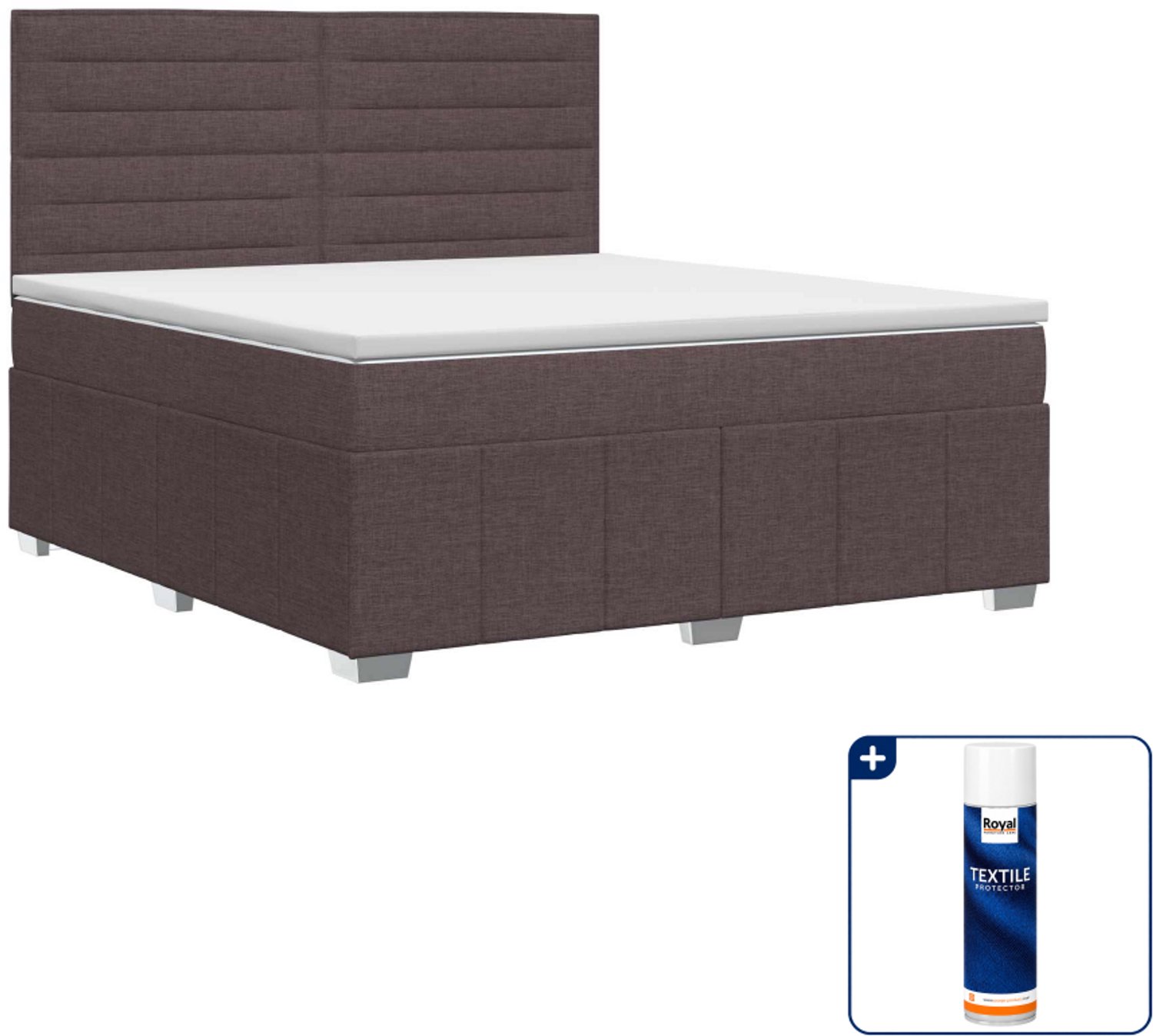 vidaXL Boxspringbed Small double - 140 x 200 cm - donkerbruin - Inclusief textielbeschermer 500 ml