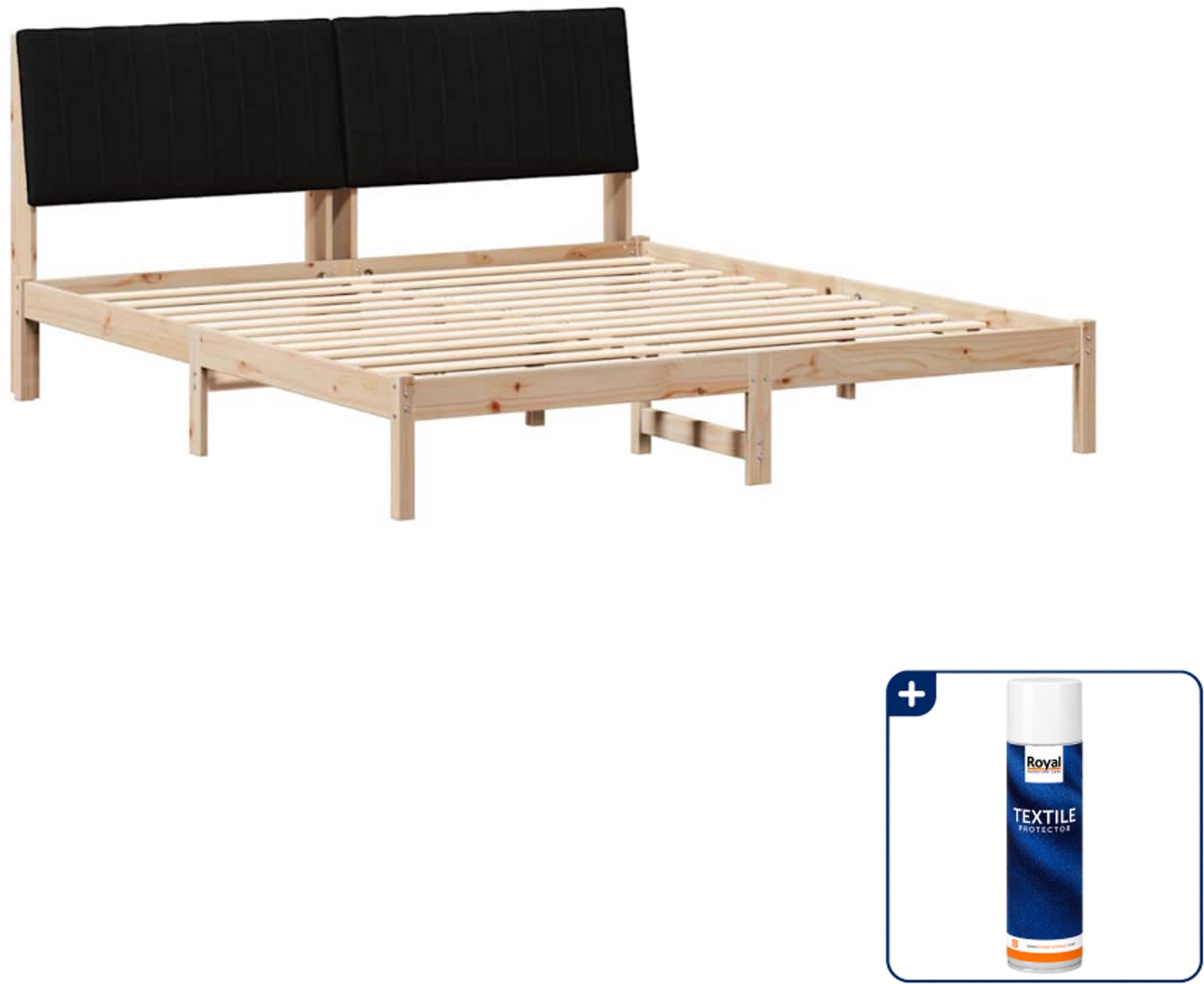 vidaXL bedframe - Kingsize - 180 x 200 cm - massief grenenhout - bruin - Inclusief textielbeschermer 500 ml