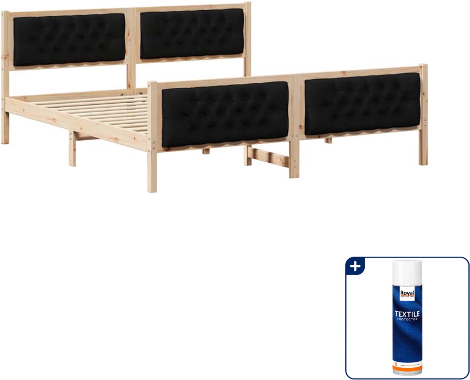 vidaXL Bedframe - Super kingsize - 180 x 200 cm - Zwart - Inclusief textielbeschermer 500 ml Bruin