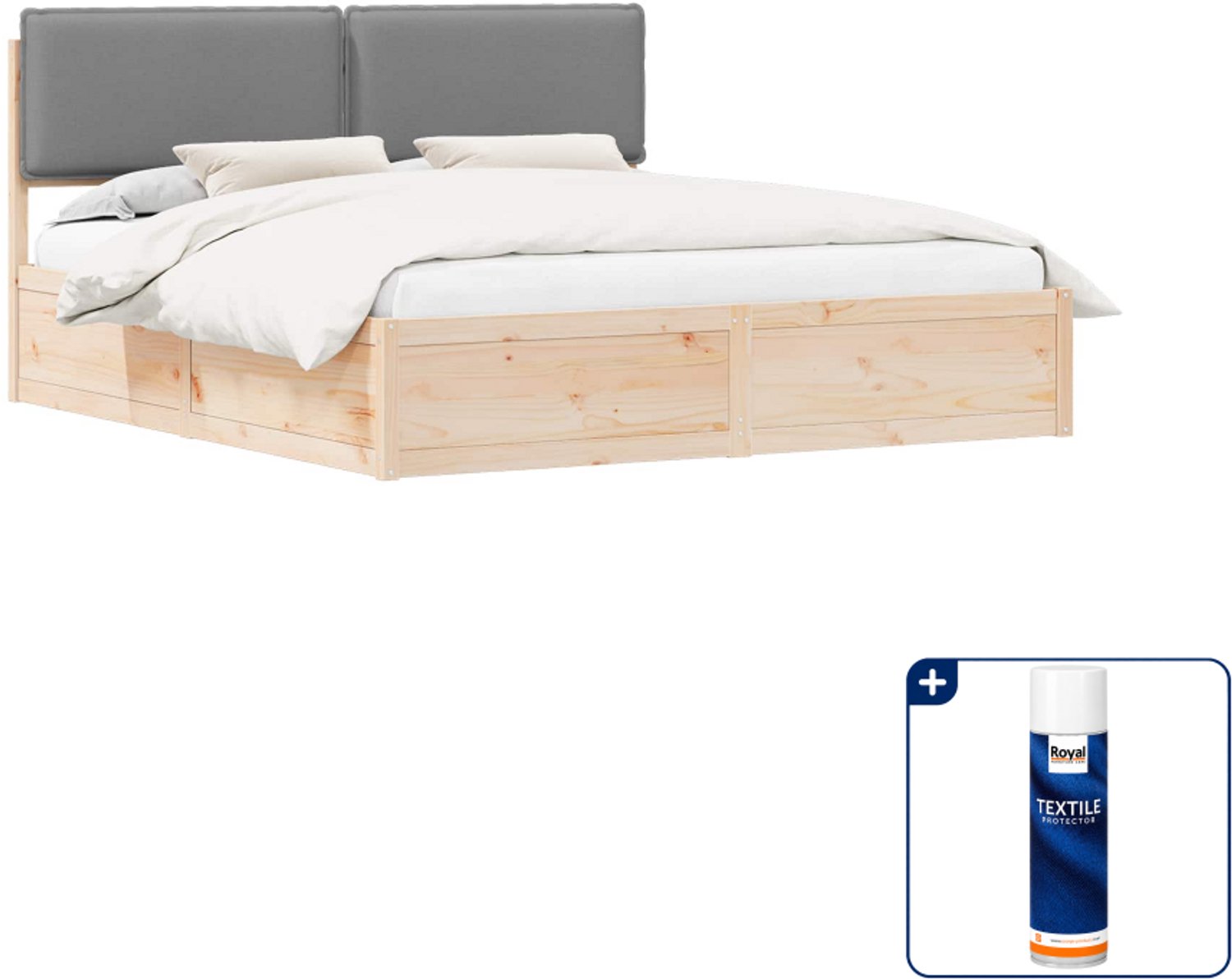vidaXL bedframe - 200 x 200 cm - lichtgrijs - Inclusief textielbeschermer 500 ml