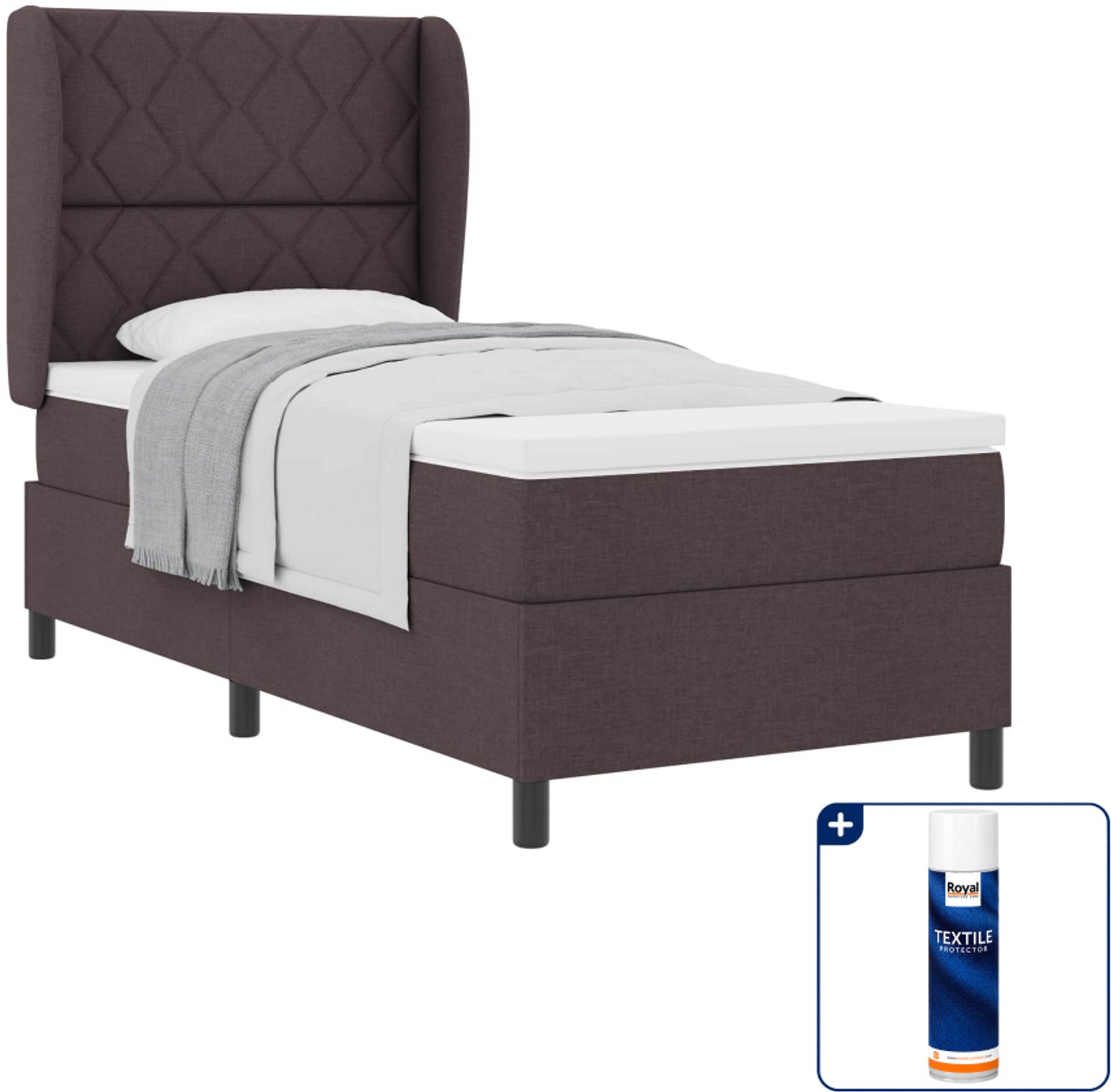 vidaXL boxspring - 100 x 200 cm - donkerbruin - Inclusief textielbeschermer 500 ml