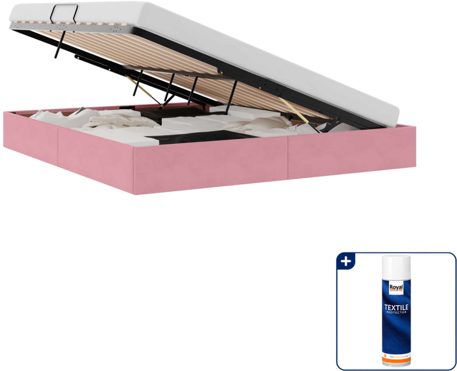 vidaXL Kingsize bedframe - 180 x 200 cm - fluweel - roze - Inclusief textielbeschermer 500 ml