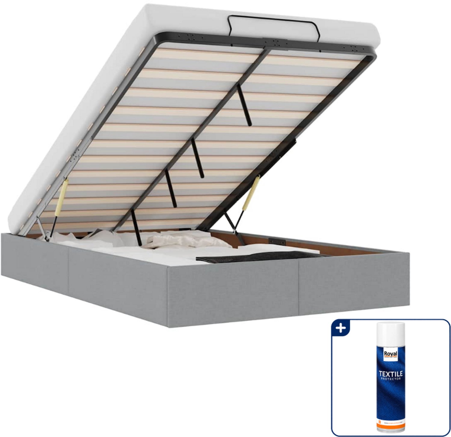 vidaXL bedframe - 120 x 190 cm - stof - lichtgrijs - Inclusief textielbeschermer 500 ml