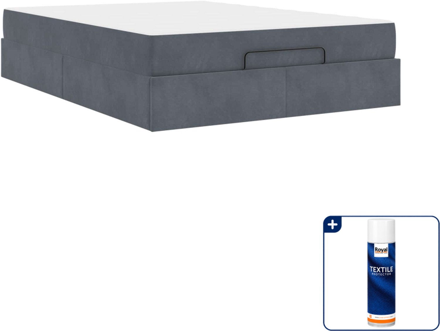 vidaXL bedframe met matras - small double - 140 x 200 cm - grijs - Inclusief textielbeschermer 500 ml
