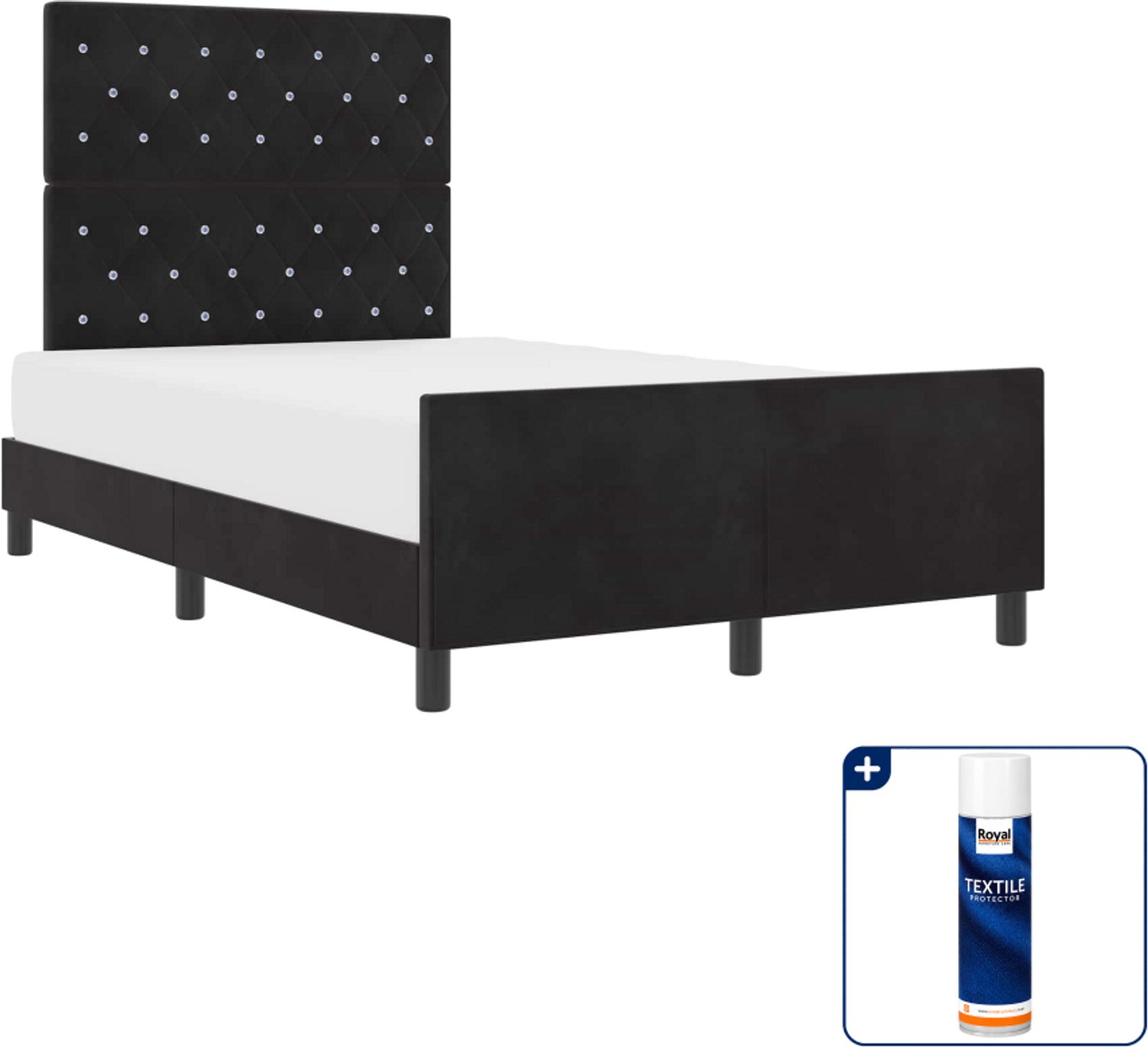 vidaXL boxspringbed - 120 x 200 cm - fluweel - zwart - Inclusief textielbeschermer 500 ml Blauw