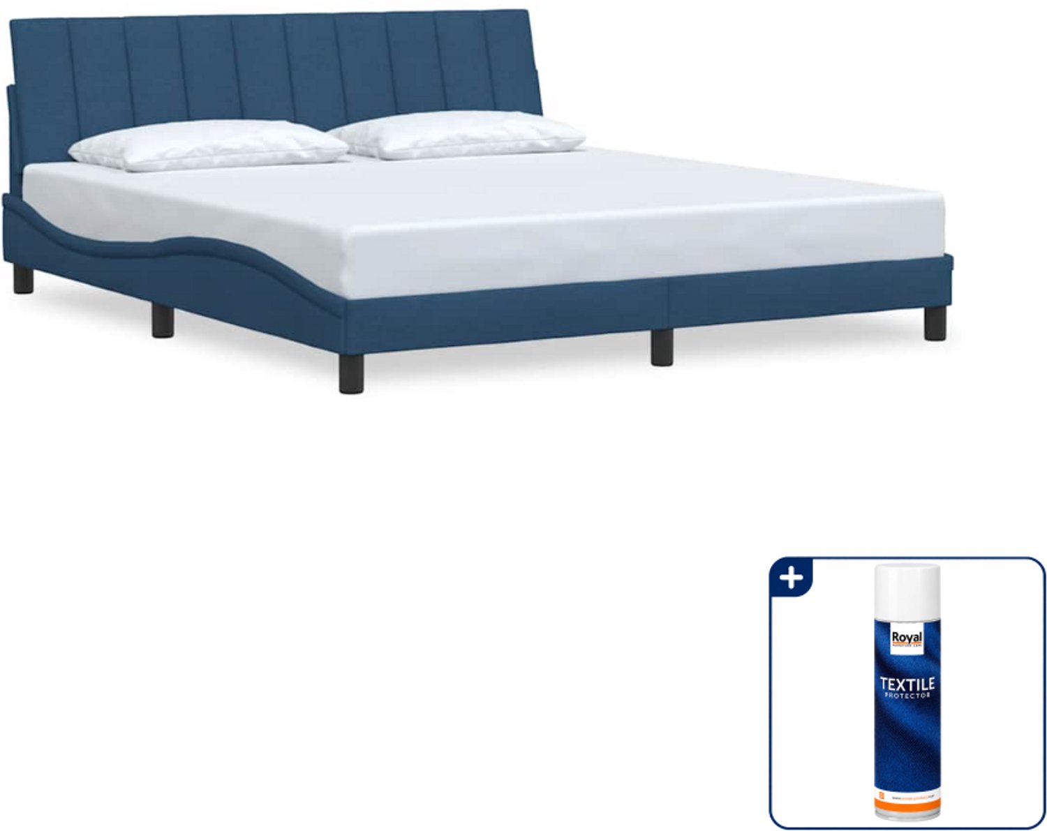 vidaXL Bedframe Hanko Kingsize - 180 x 200 cm - blauw - Inclusief textielbeschermer 500 ml