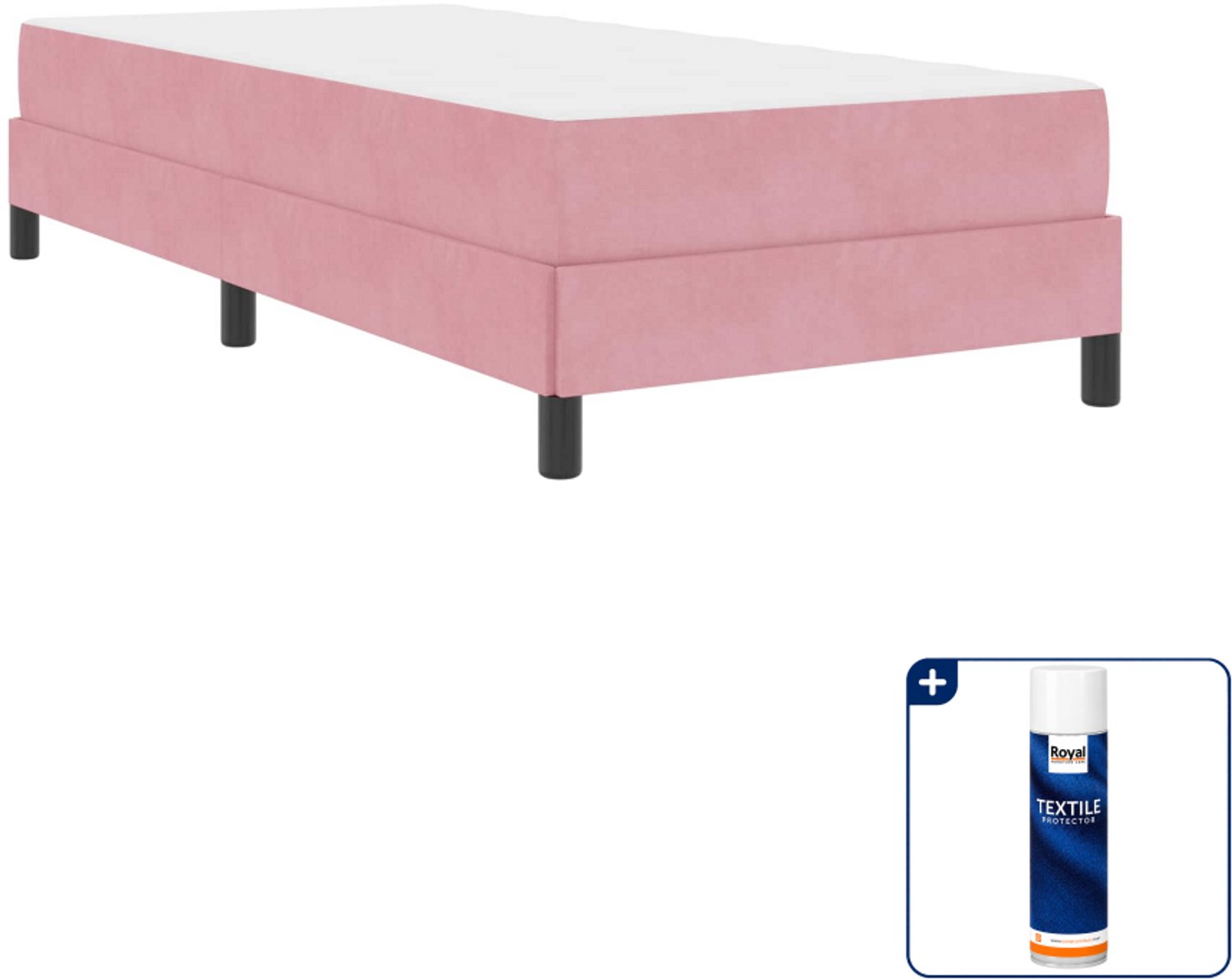 vidaXL boxspringbed met matras - 80 x 200 cm - stof - roze - Inclusief textielbeschermer 500 ml Bruin