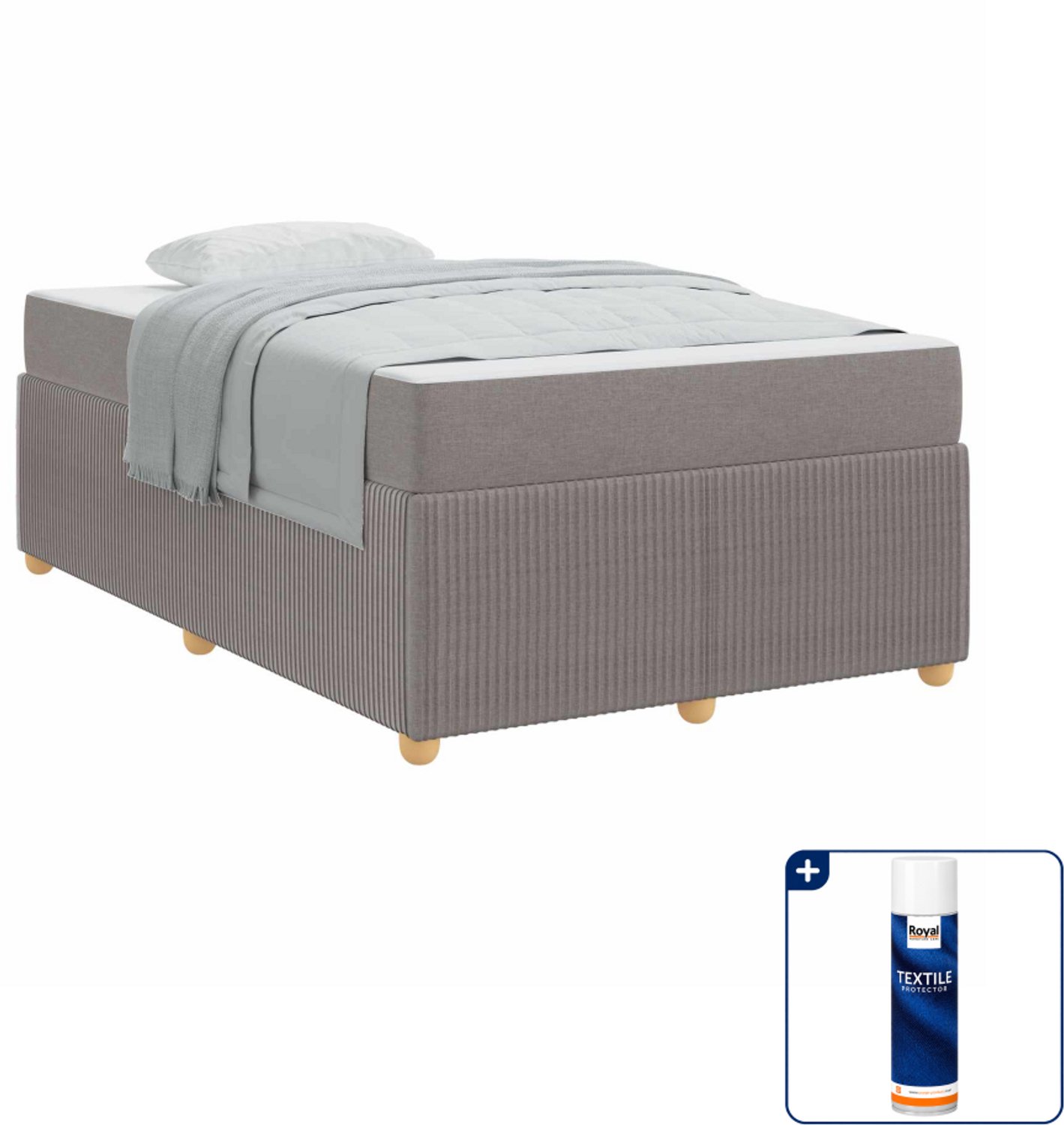 vidaXL bedframe - 120 x 190 cm - stof - taupe - Inclusief textielbeschermer 500 ml