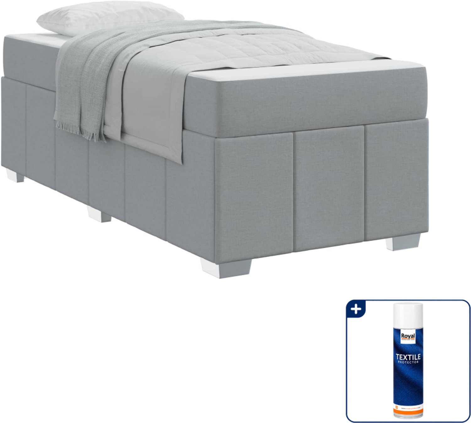 vidaXL boxspring - 100 x 200 cm - stof - lichtgrijs - Inclusief textielbeschermer 500 ml