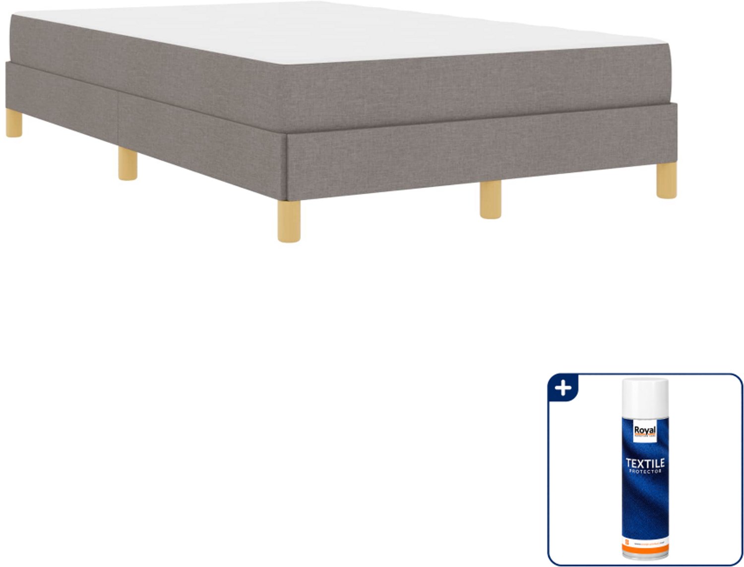 vidaXL boxspringbed - 120 x 200 cm - bewerkt hout - taupe - Inclusief textielbeschermer 500 ml