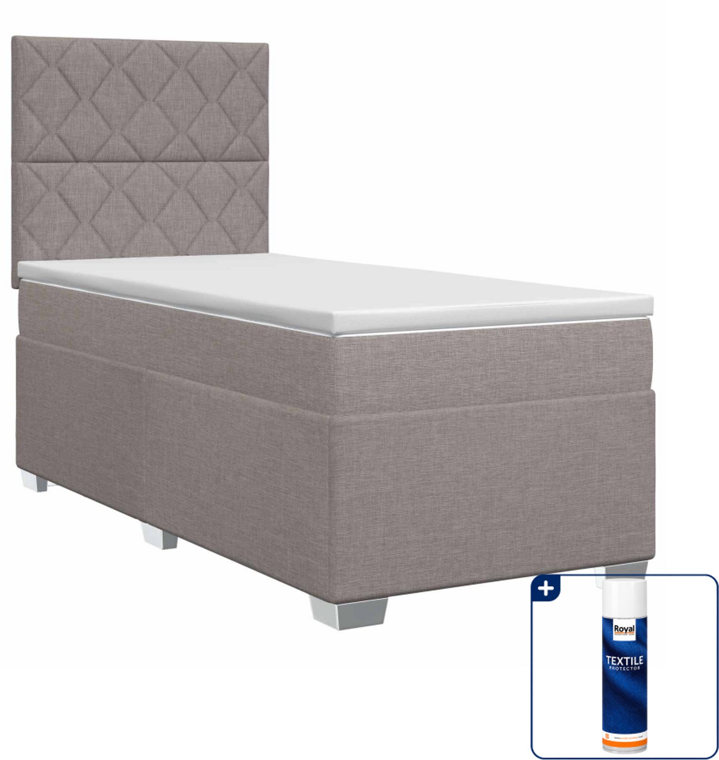 vidaXL boxspringbed - 100 x 200 cm - stof - taupe - Inclusief textielbeschermer 500 ml