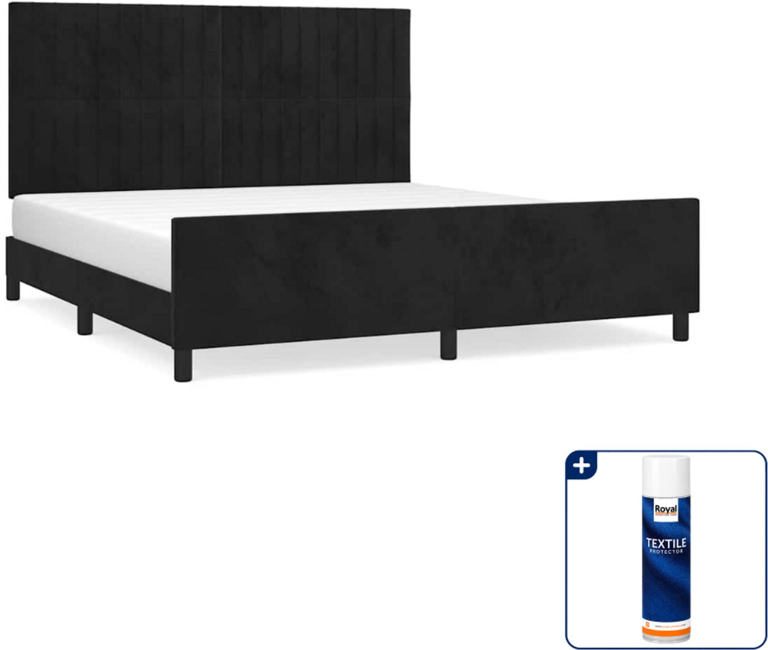 vidaXL Queensize bedframe 160 x 200 cm - fluweel - zwart - Inclusief textielbeschermer 500 ml