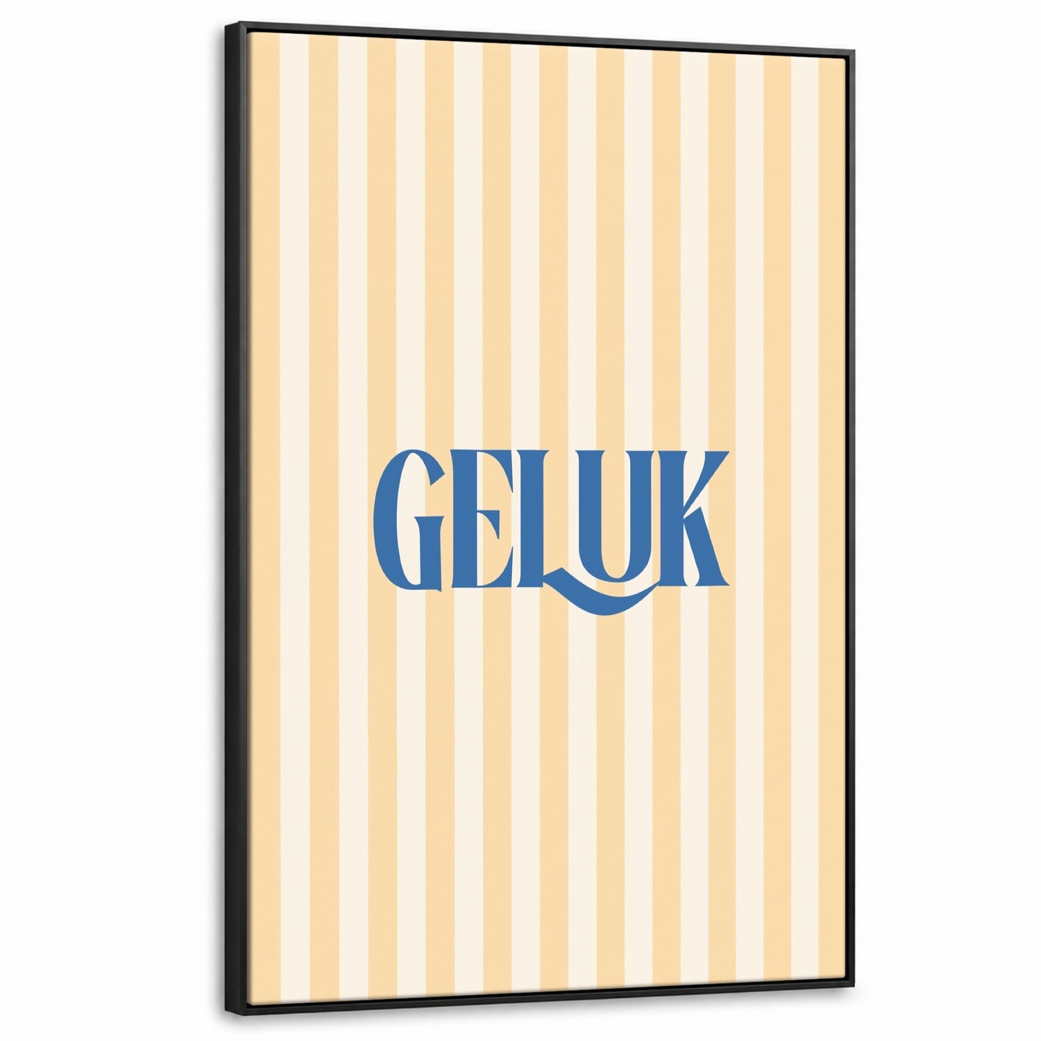 Canvas Schilderij met Baklijst XXL Canvas Schilderij met Baklijst 90x140cm - Blauw - Geel - Strepen - Geluk - Muurdecoratie woonkamer - Slaapkamer decoratie - Kamer accessoires - Schilderijen op canvas met lijst groot