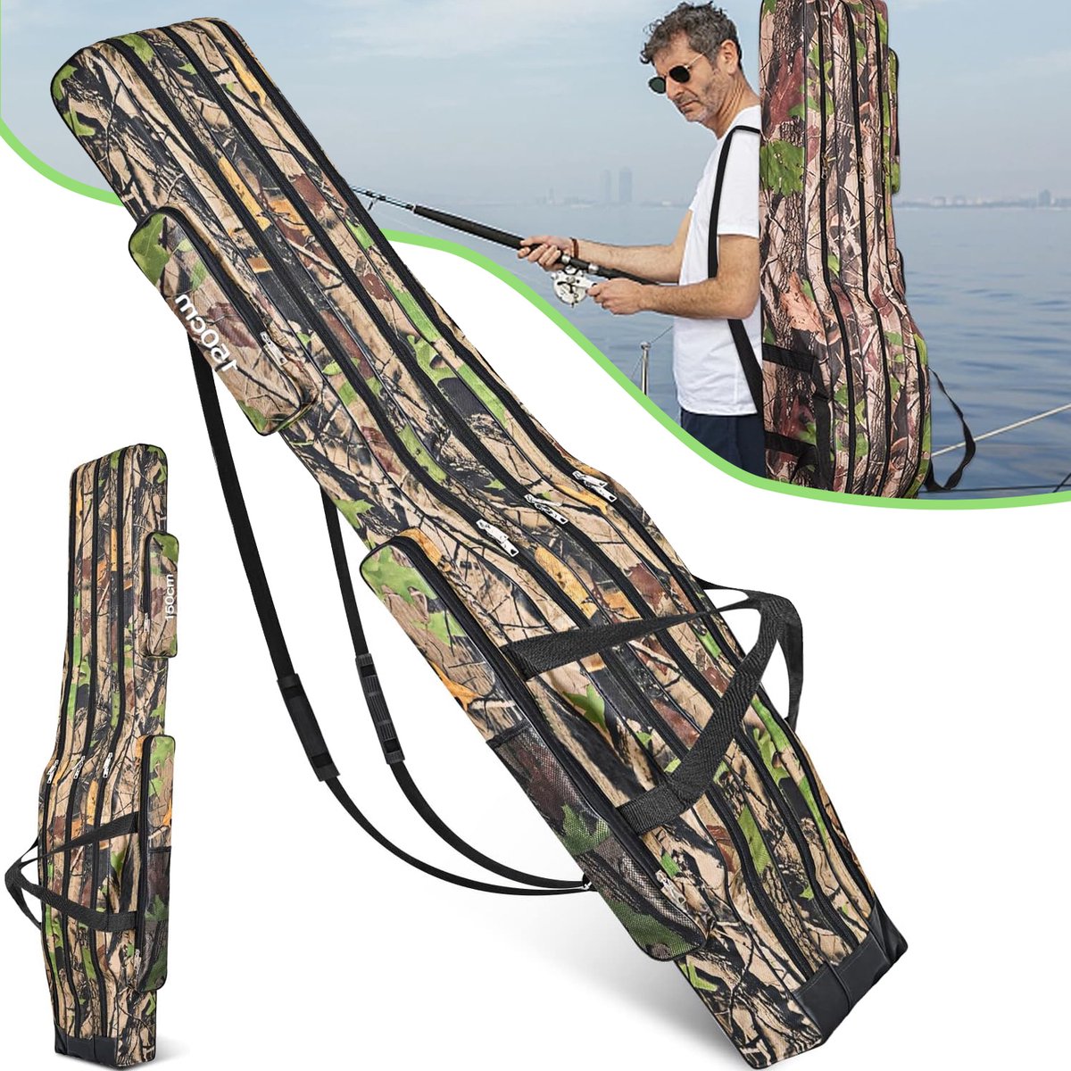 Hengeltas - Draagbare Hengeltas Van 150cm - Hengelopbergtas Met 3 Lagen - Waterdichte Hengelhoes Voor Vissers