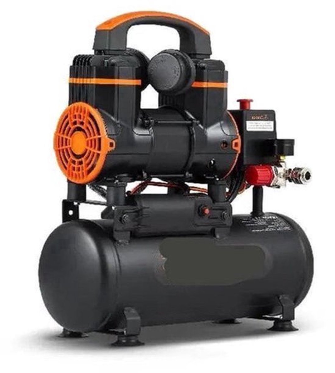 Luchtcompressor - Stille Compressor - Luchtpomp - Olievrije Draagbare Compressor - 8L - 900W - voor Huis, Banden en Hobbygebruik - Bandenpomp