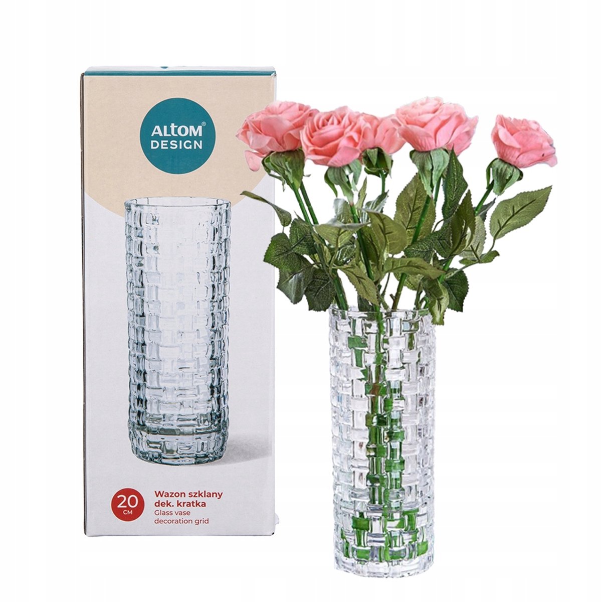 Altom Design Kratka Glazen Vaas 20 cm - Stijlvolle Decoratie