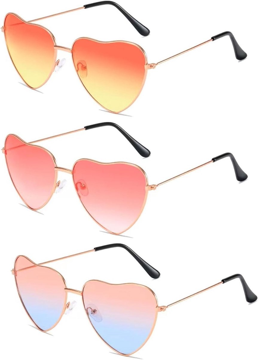 Vintage Hartvormige Zonnebril in 70s Stijl met Kleurverloop - Retro Festival Accessoires voor Vrouwen en Meisjes, Perfect voor Feestjes en Stranddagen